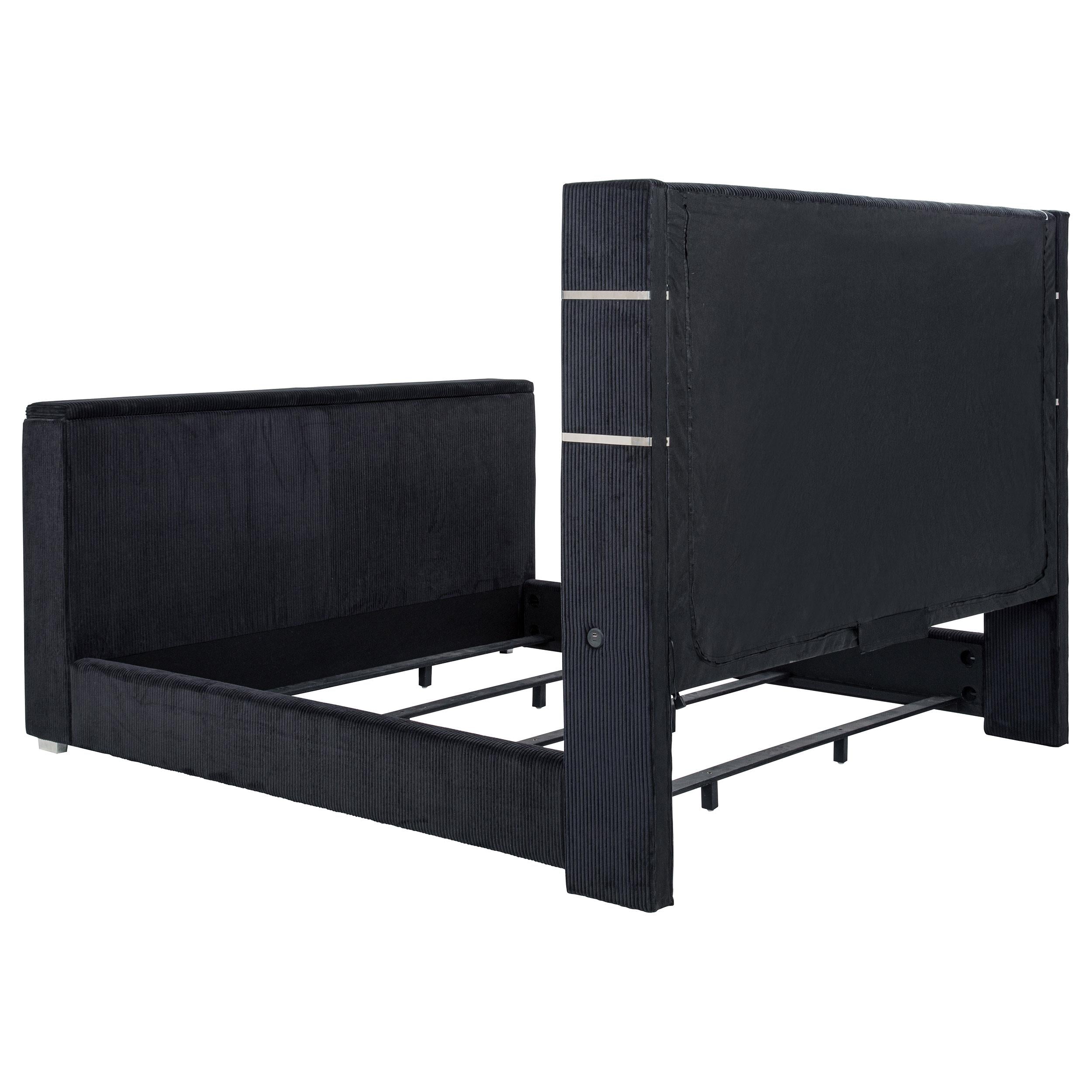 Coaster Furniture Tisdall 315868BLKKE Eastern King Flame Visualizer Wingback TV Bed - Black IMAGE 5