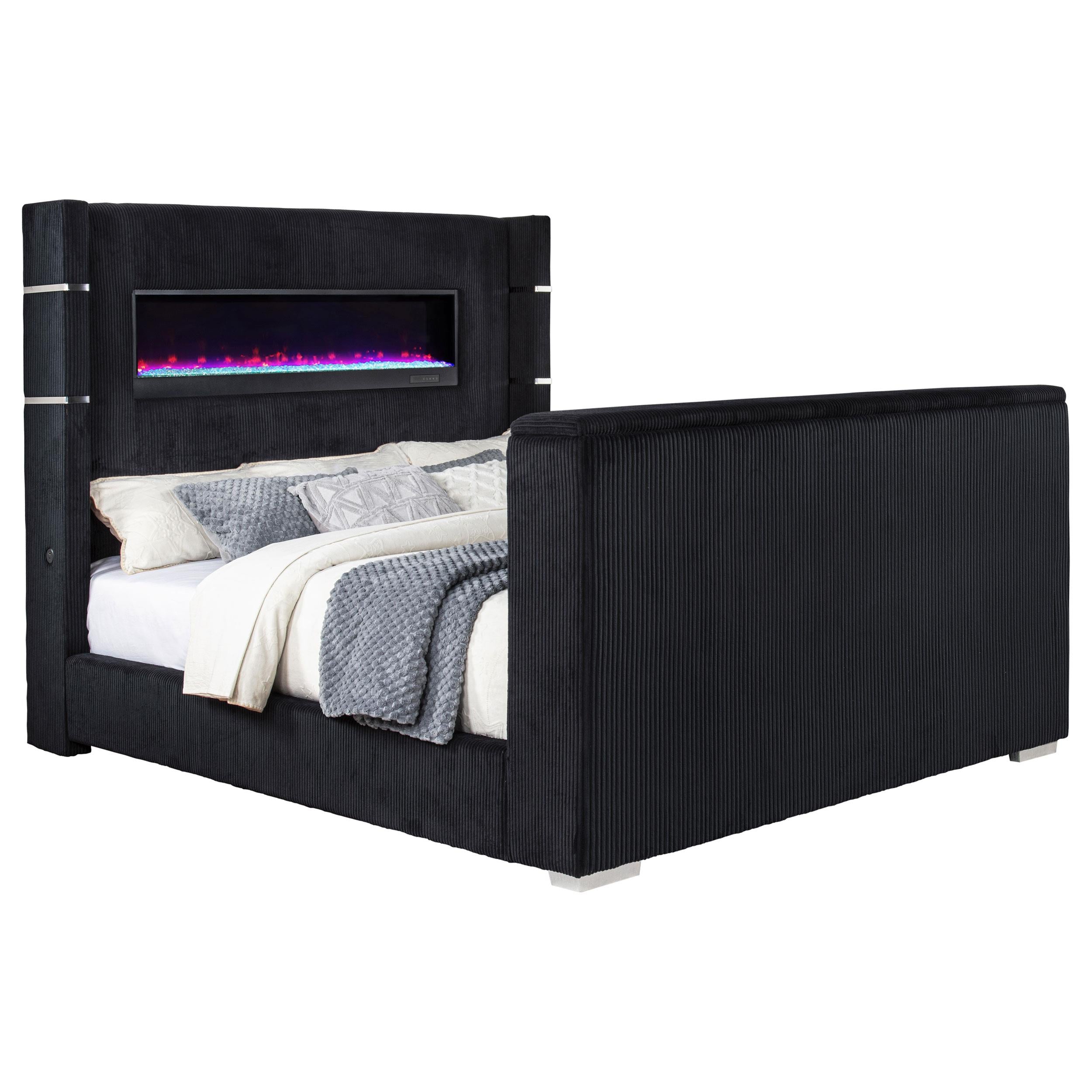  Coaster Furniture Tisdall 315868BLKKW California King Flame Visualizer TV Bed - Black IMAGE 1