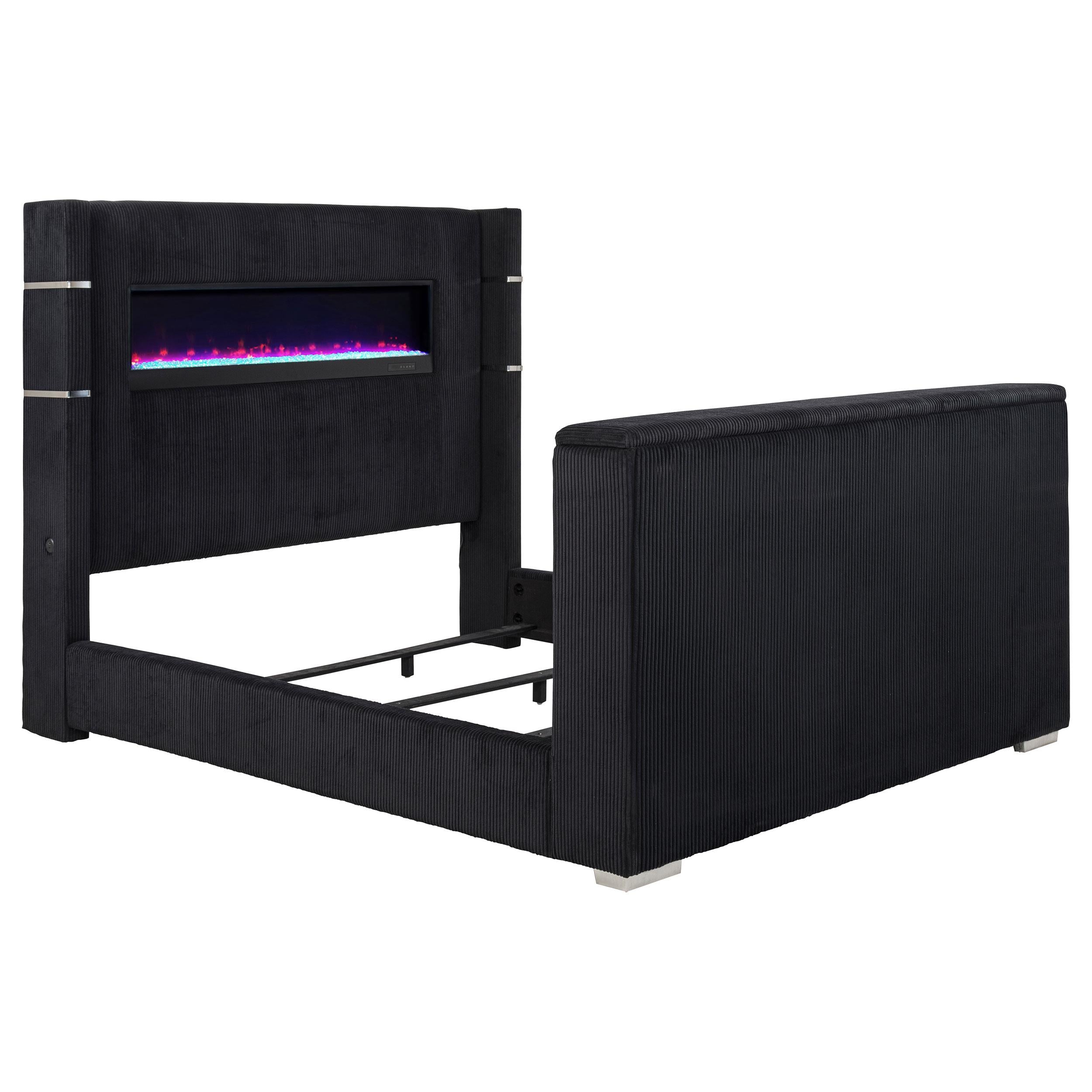  Coaster Furniture Tisdall 315868BLKKW California King Flame Visualizer TV Bed - Black IMAGE 12