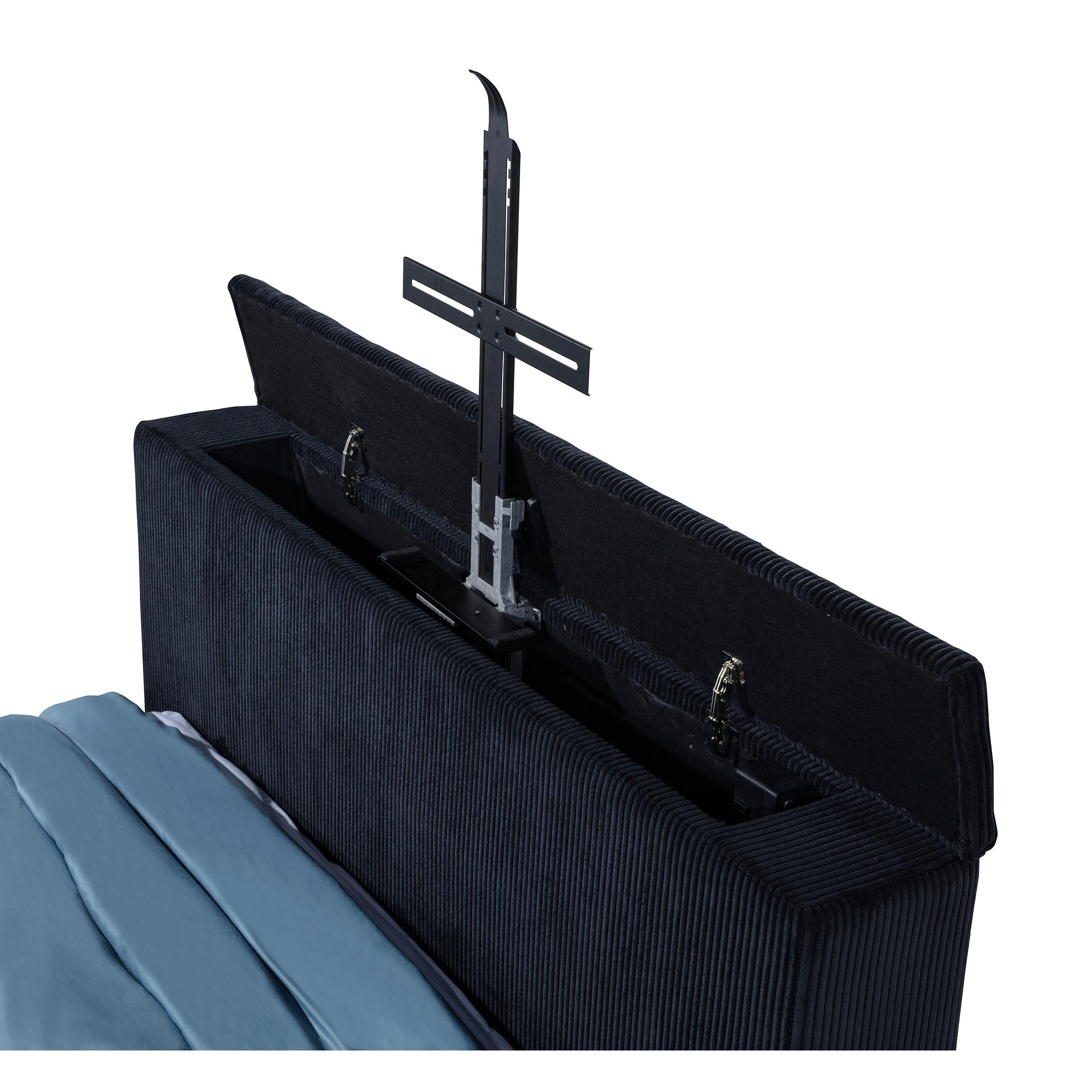  Coaster Furniture Tisdall 315868BLKQ Queen Flame Visualizer Wingback TV Bed - Black IMAGE 3