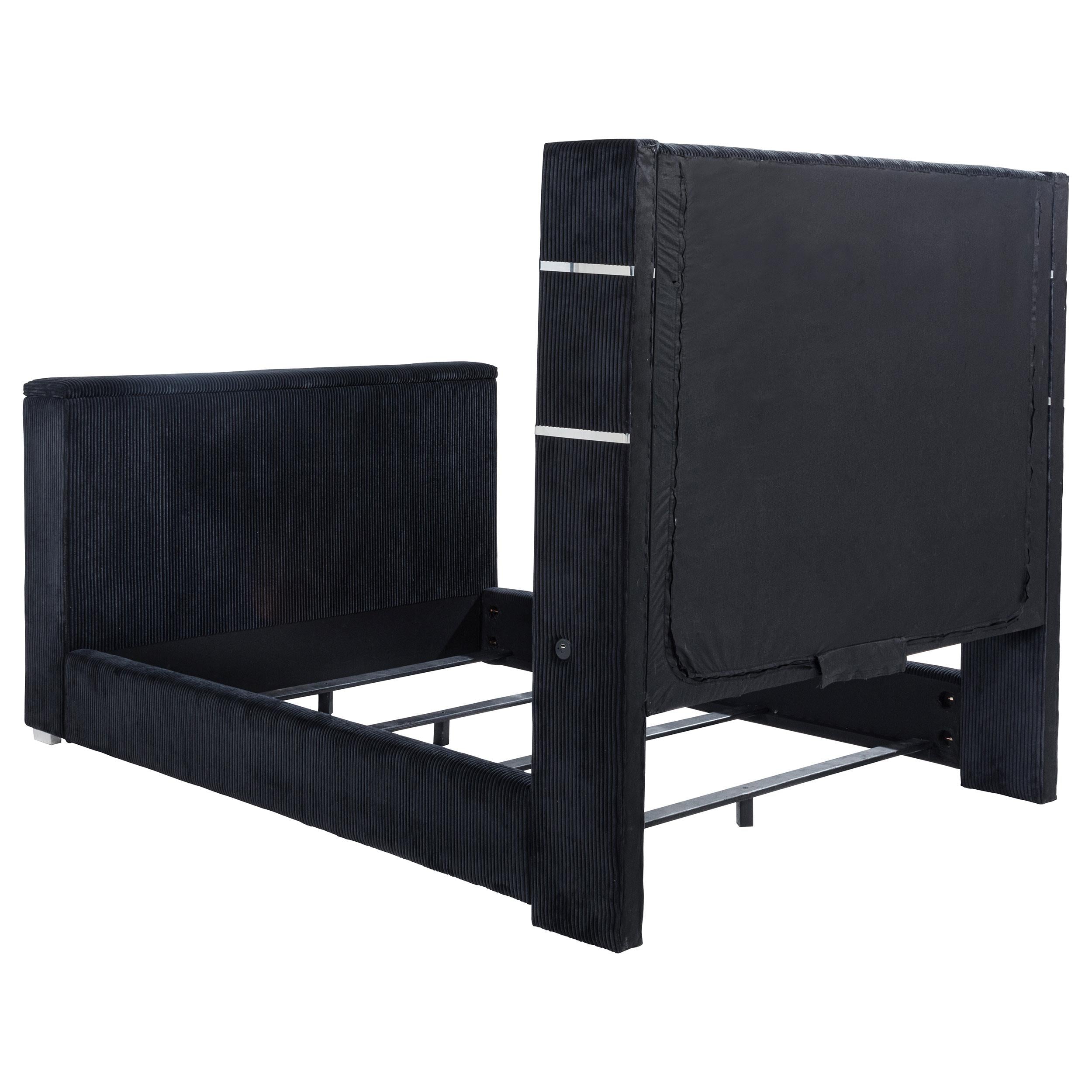  Coaster Furniture Tisdall 315868BLKQ Queen Flame Visualizer Wingback TV Bed - Black IMAGE 4