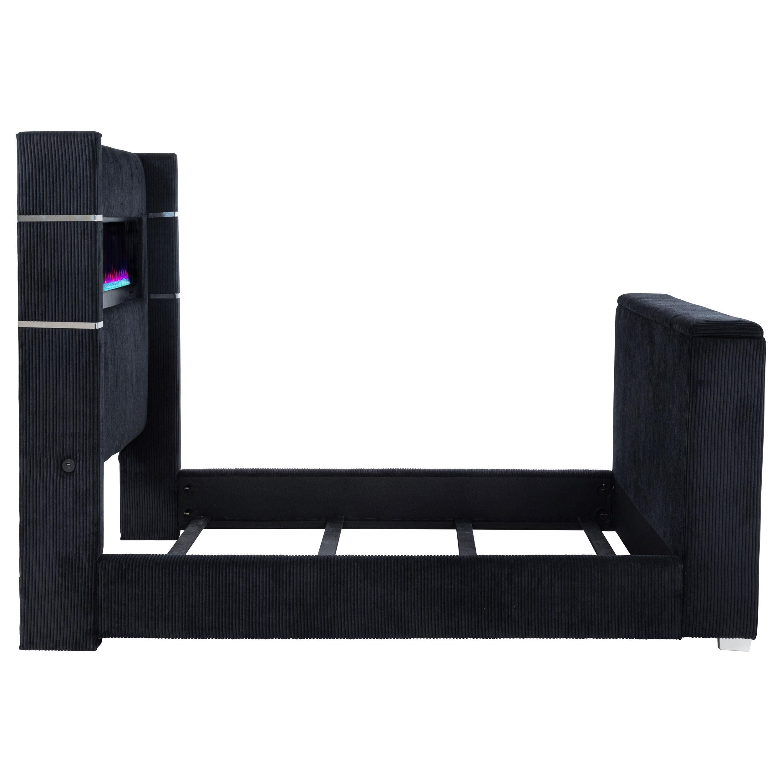  Coaster Furniture Tisdall 315868BLKQ Queen Flame Visualizer Wingback TV Bed - Black IMAGE 7