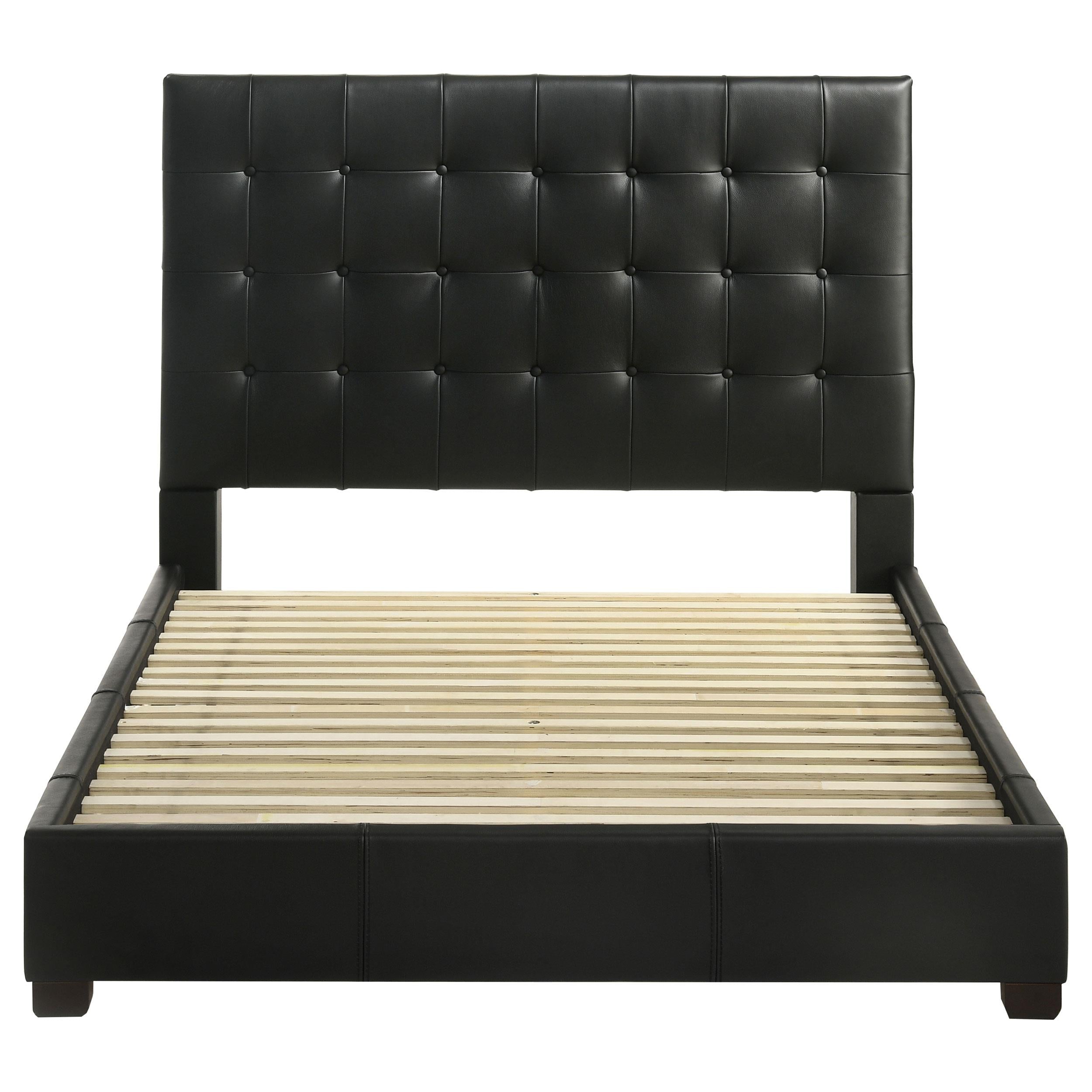  Coaster Furniture Medley 315911BLKQ Genuine Leather Queen Panel Platform Bed - Black IMAGE 4