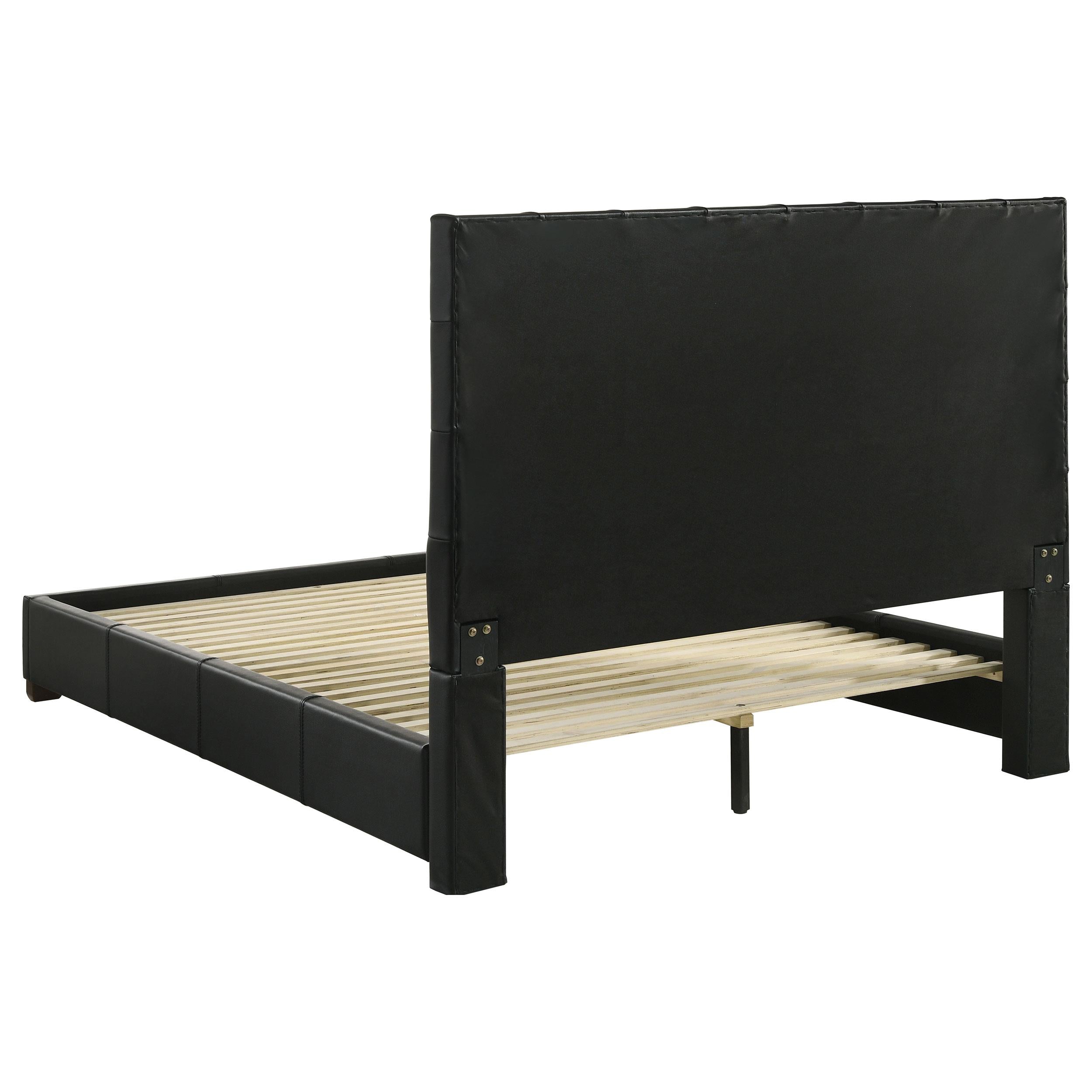  Coaster Furniture Medley 315911BLKQ Genuine Leather Queen Panel Platform Bed - Black IMAGE 5