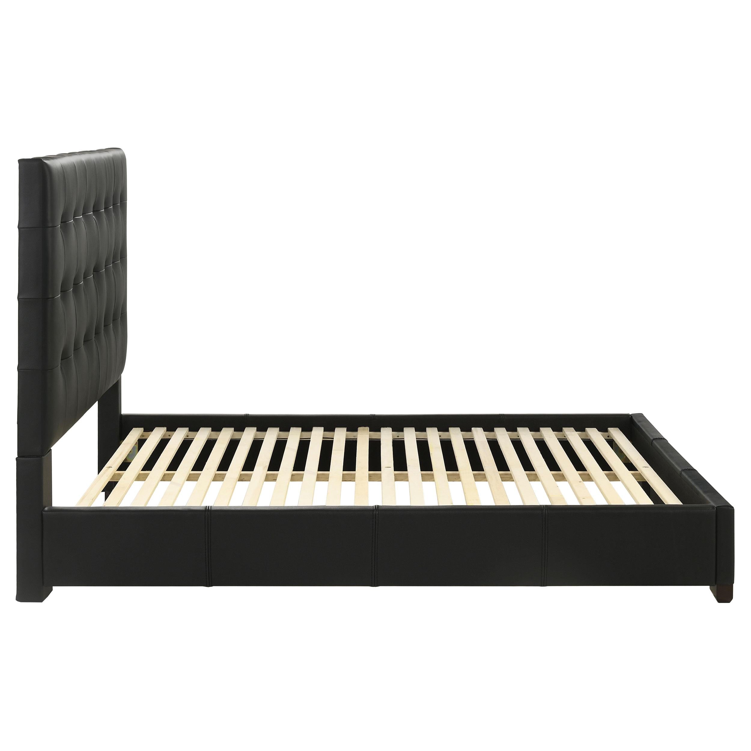  Coaster Furniture Medley 315911BLKQ Genuine Leather Queen Panel Platform Bed - Black IMAGE 7