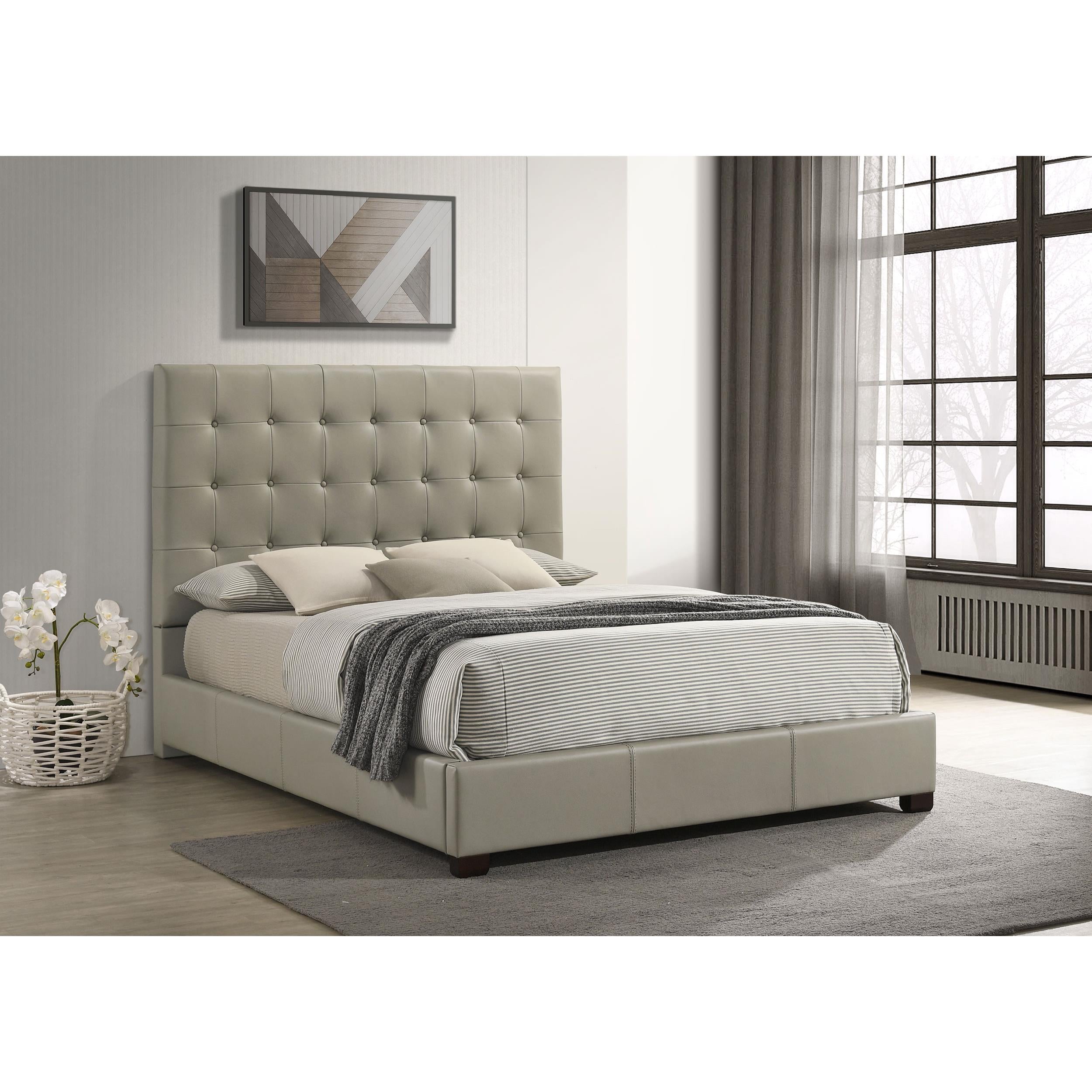 Coaster Furniture Medley 315911TANQ Genuine Leather Queen Panel Platform Bed - Tan IMAGE 2