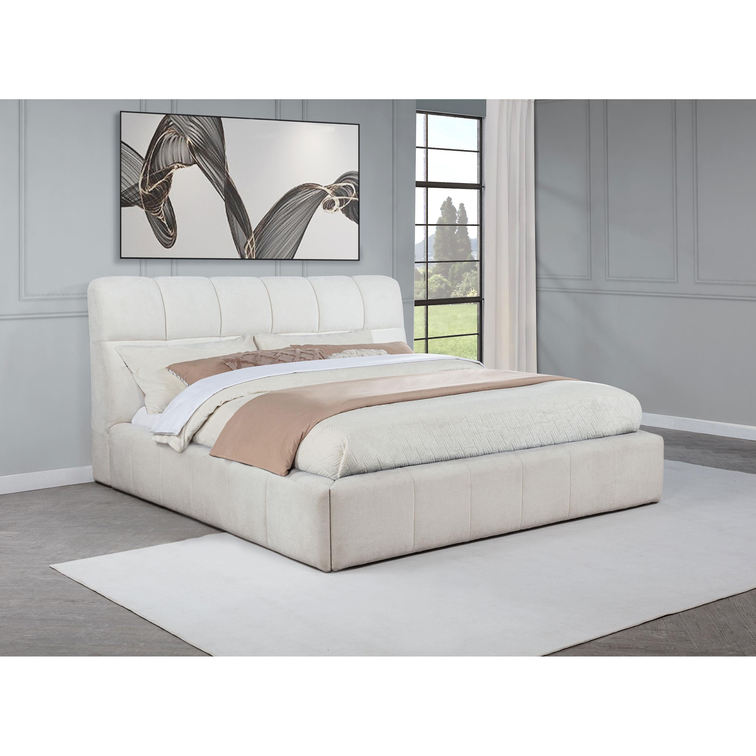  Coaster Furniture Nollet 315917CRMKE 48-inch Upholstered Eastern King Platform Bed - Cream IMAGE 2
