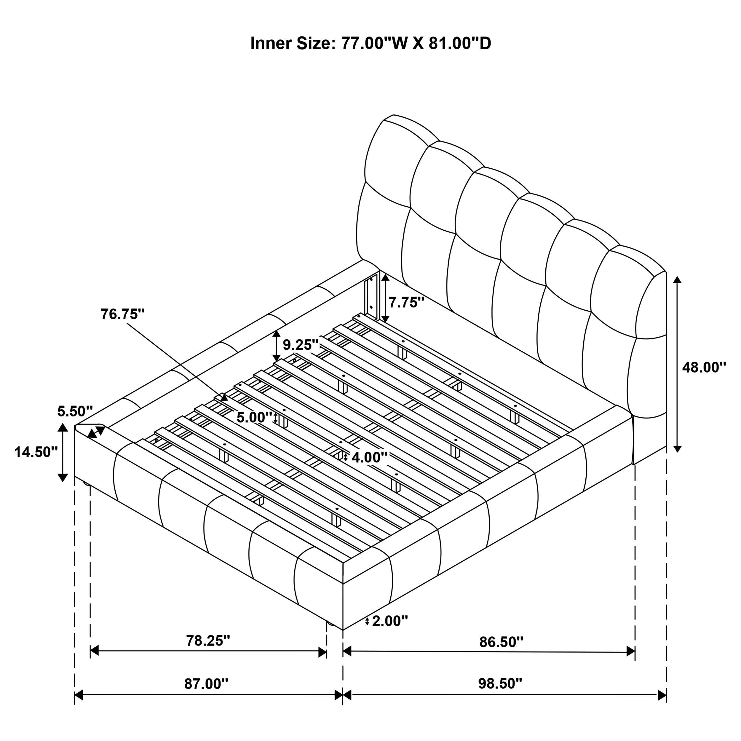  Coaster Furniture Nollet 315917CRMKE 48-inch Upholstered Eastern King Platform Bed - Cream IMAGE 8