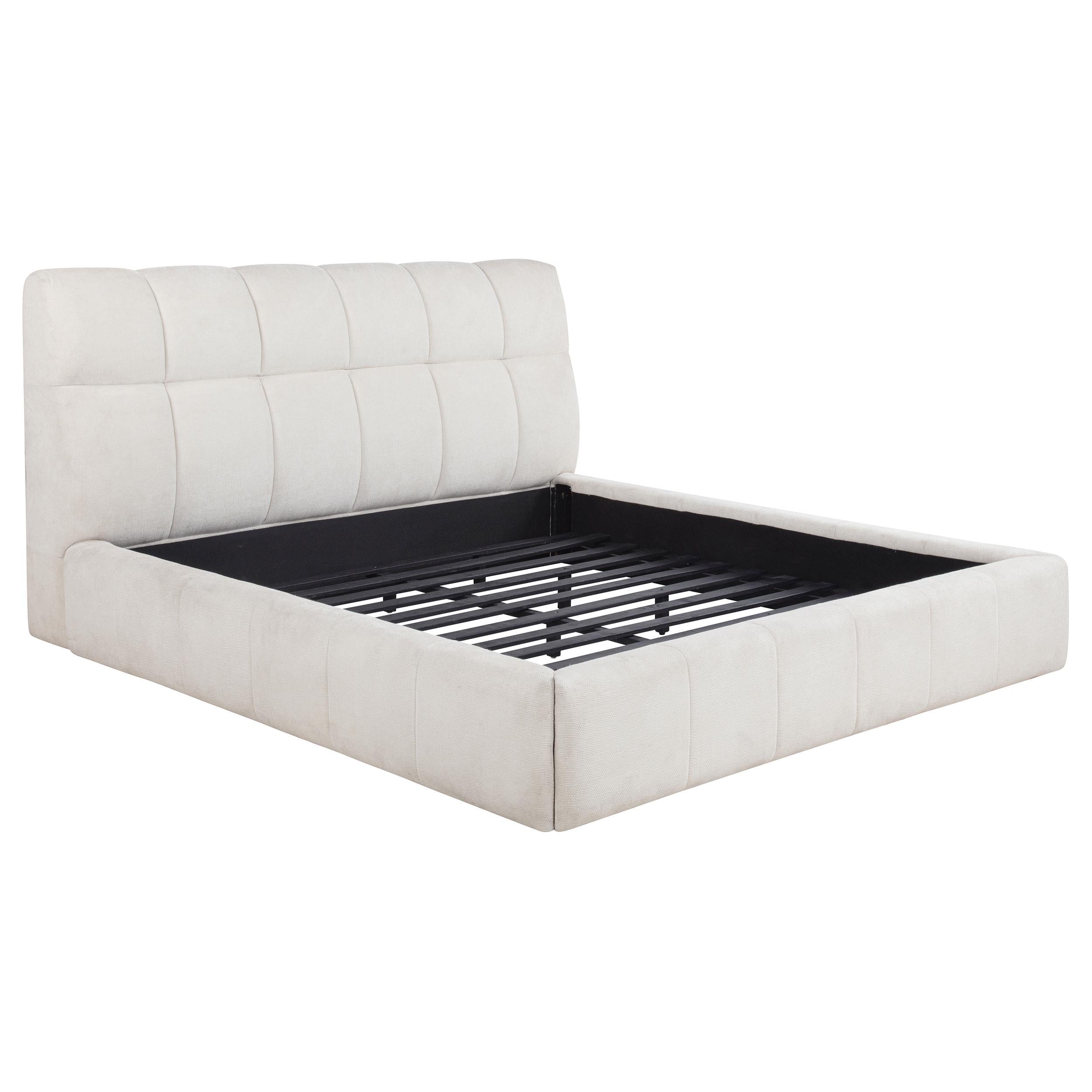  Coaster Furniture Nollet 315917CRMKW 48-inch Upholstered California King Platform Bed - Cream IMAGE 1