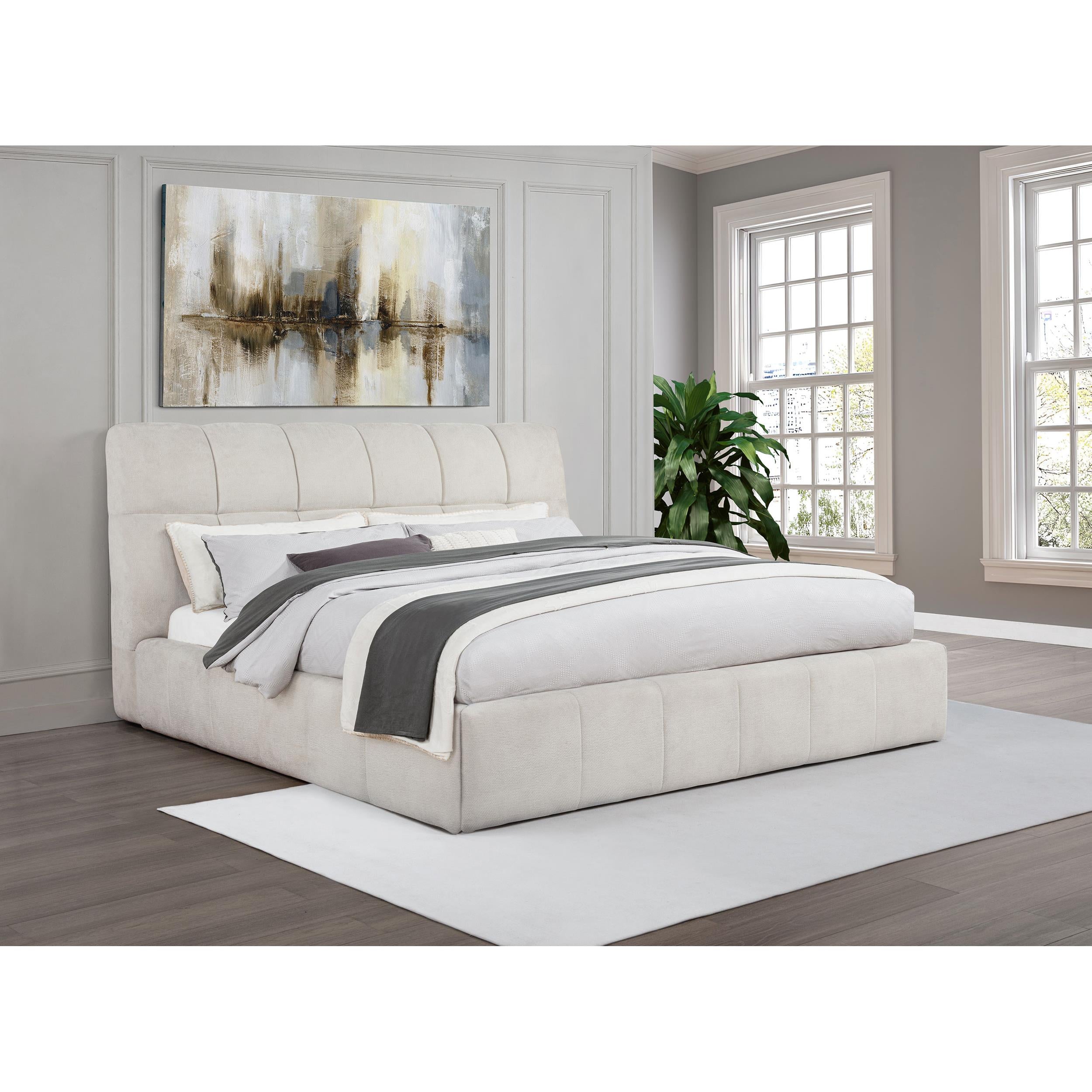  Coaster Furniture Nollet 315917CRMKW 48-inch Upholstered California King Platform Bed - Cream IMAGE 2