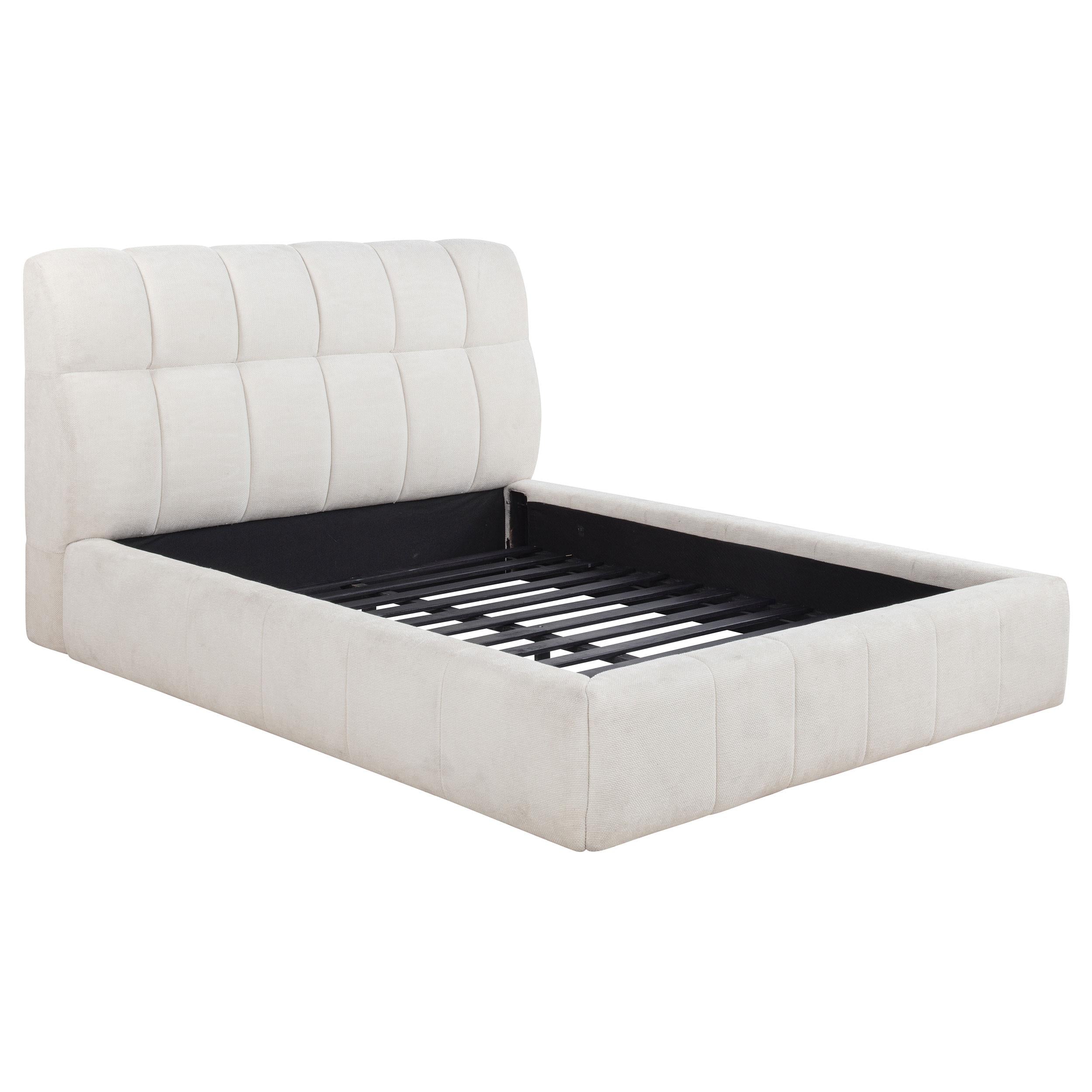 Coaster Furniture Nollet 315917CRMQ 48-inch Upholstered Queen Panel Platform Bed - Cream IMAGE 1