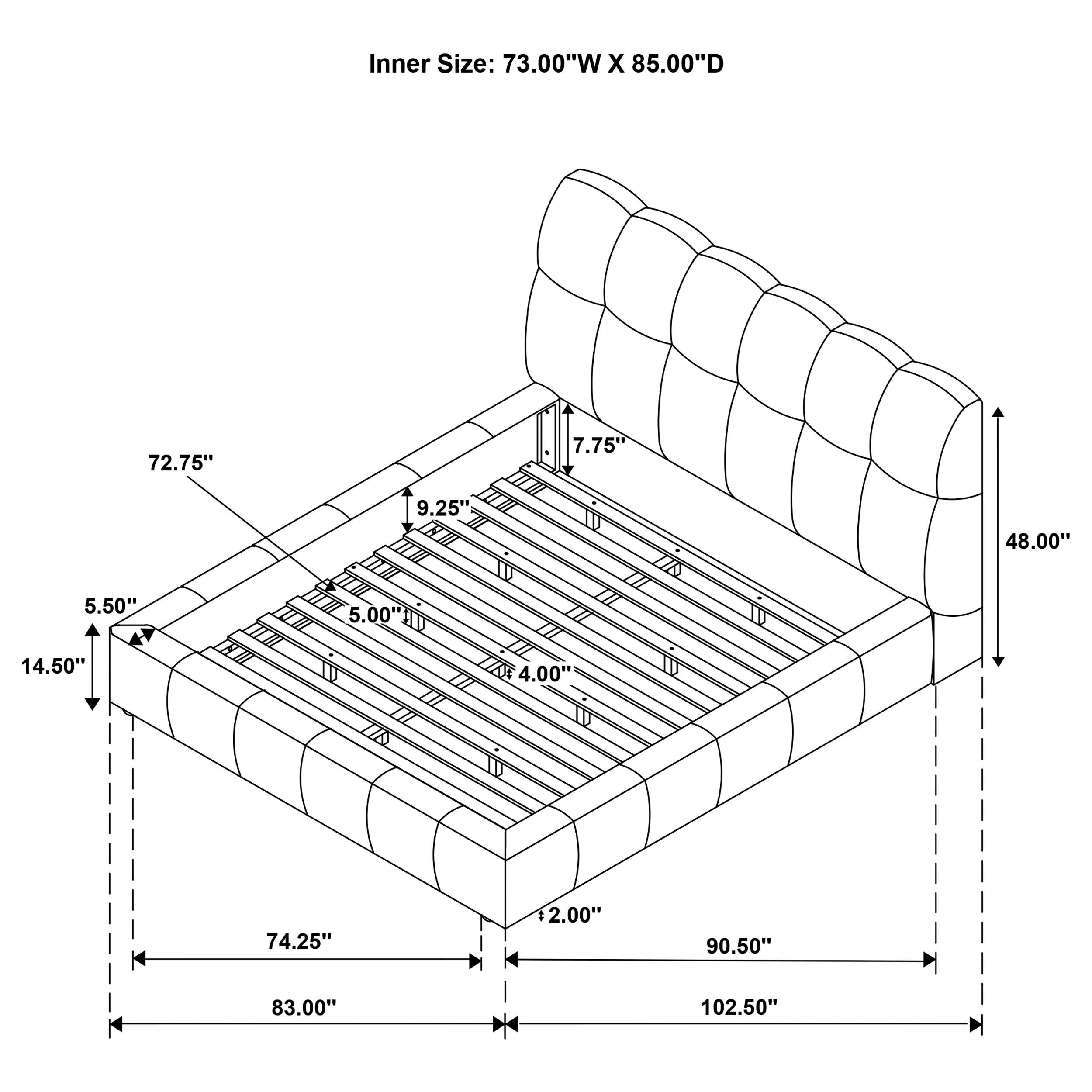  Coaster Furniture Nollet 315917GRYKW 48-inch Upholstered California King Platform Bed - Grey IMAGE 9