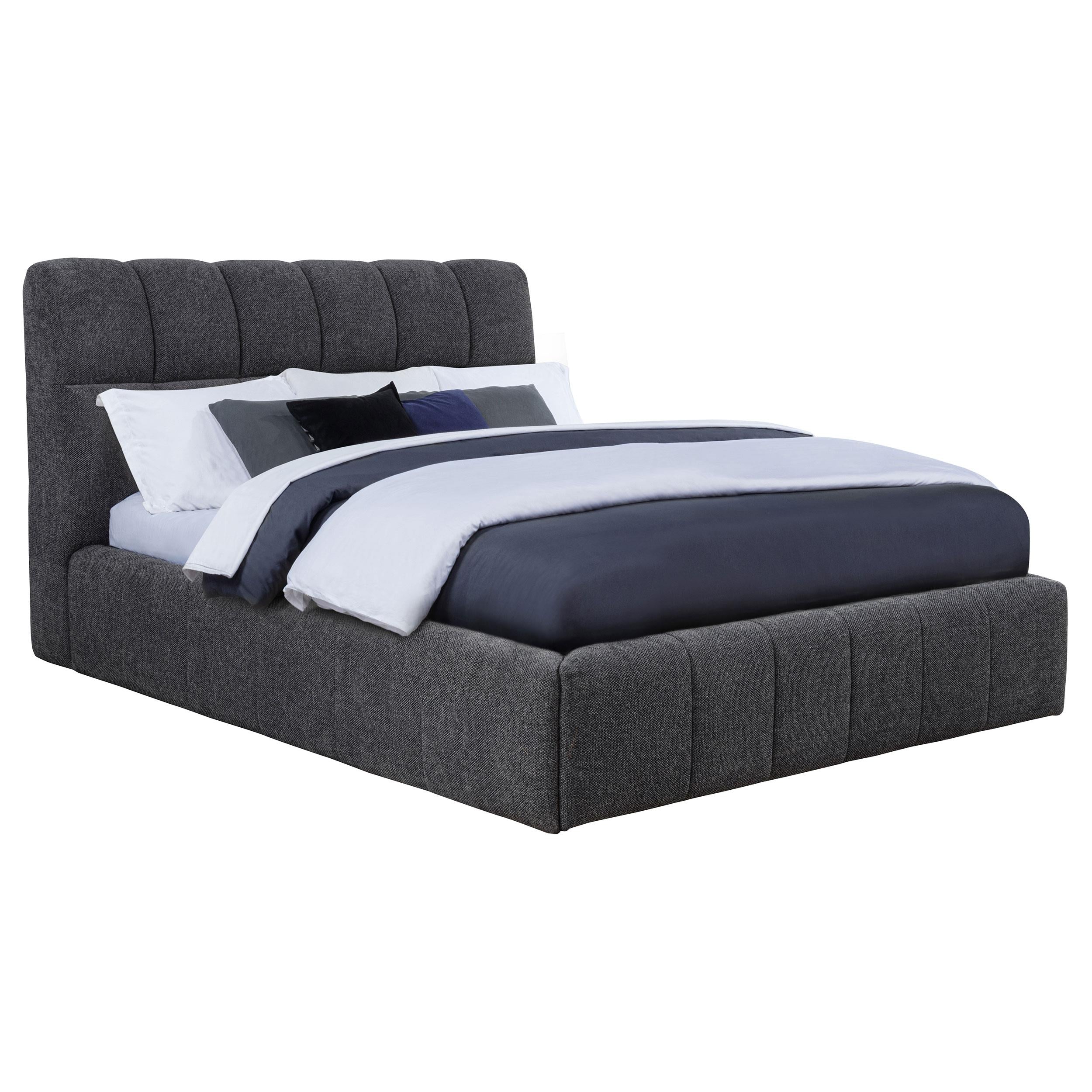  Coaster Furniture Nollet 315917GRYQ 48-inch Upholstered Queen Panel Platform Bed - Grey IMAGE 1