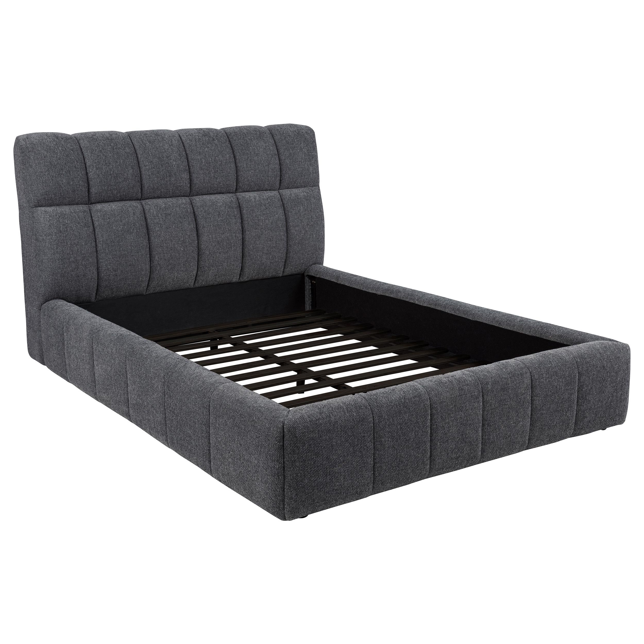  Coaster Furniture Nollet 315917GRYQ 48-inch Upholstered Queen Panel Platform Bed - Grey IMAGE 3