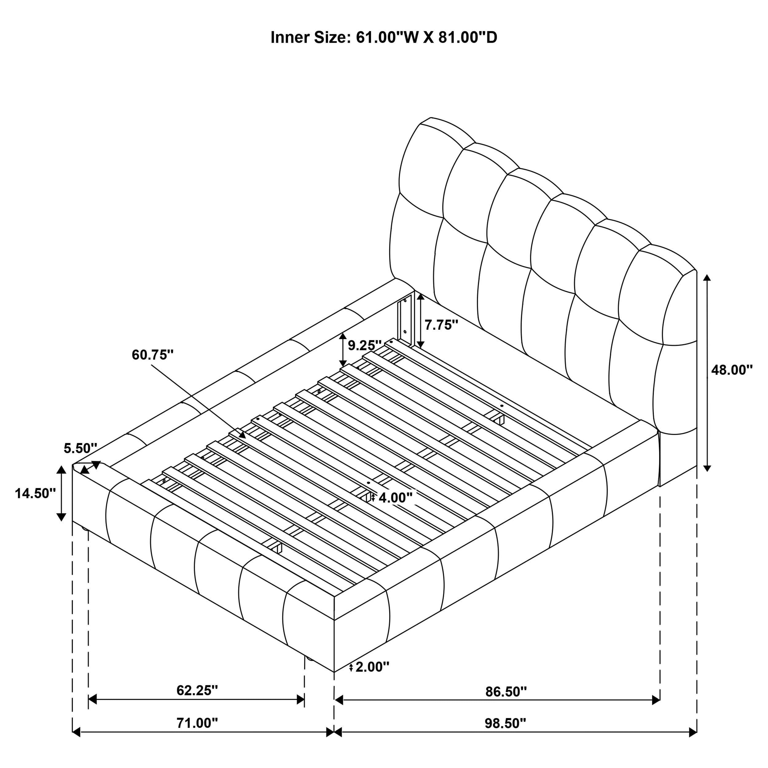  Coaster Furniture Nollet 315917GRYQ 48-inch Upholstered Queen Panel Platform Bed - Grey IMAGE 9