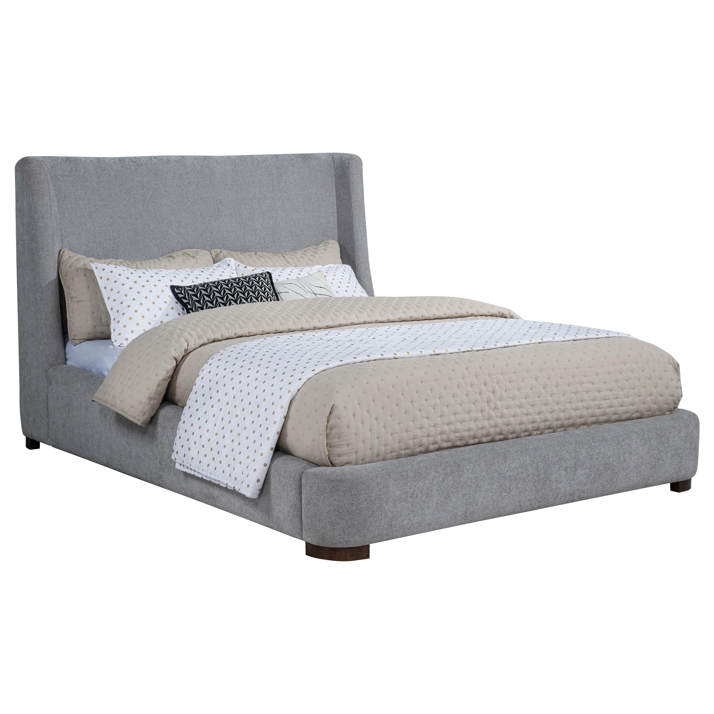  Coaster Furniture Rennes 315928Q Upholstered Queen Wingback Platform Bed - Grey IMAGE 1