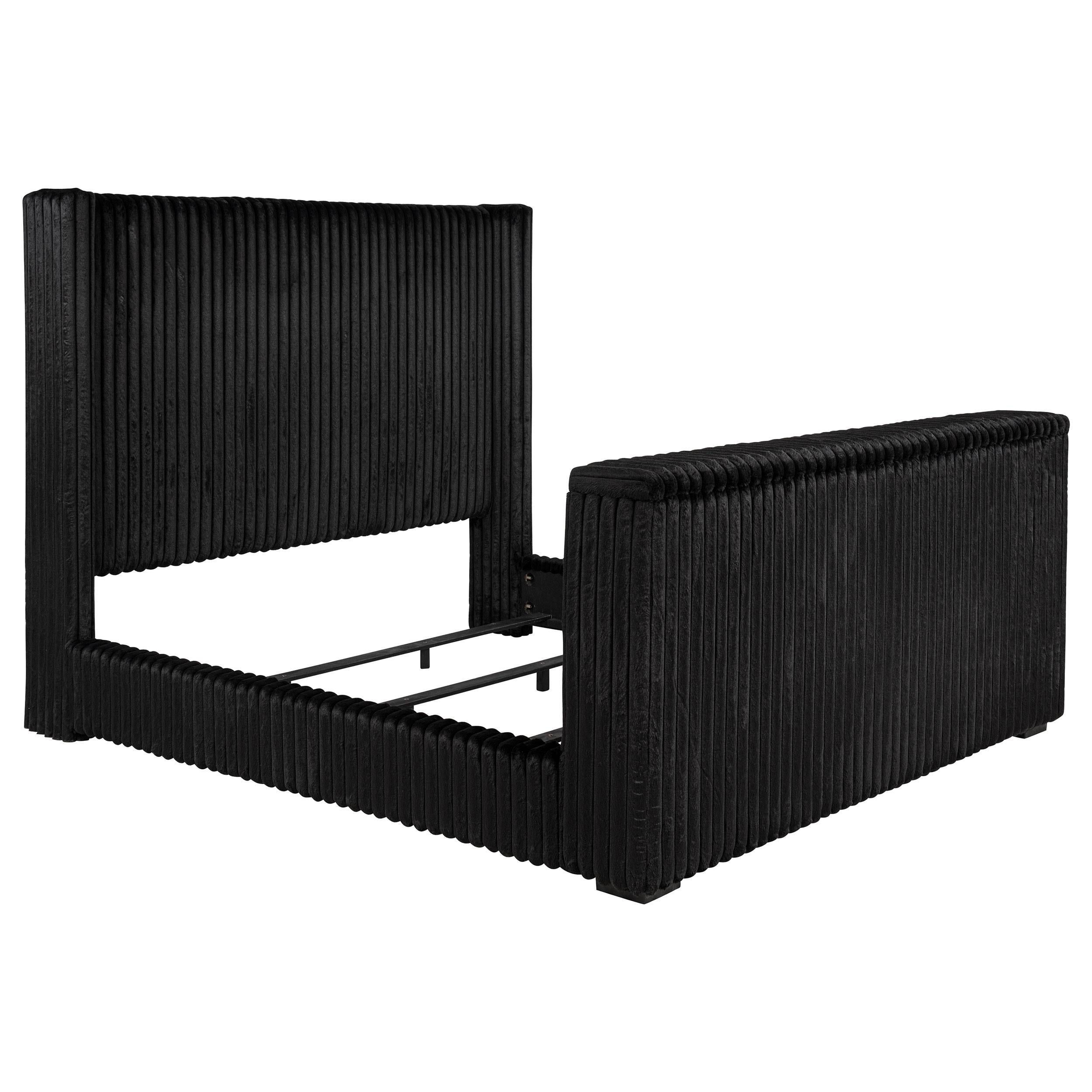  Coaster Furniture Centergrove 315945KE Upholstered Eastern King Wingback TV Bed - Black IMAGE 1