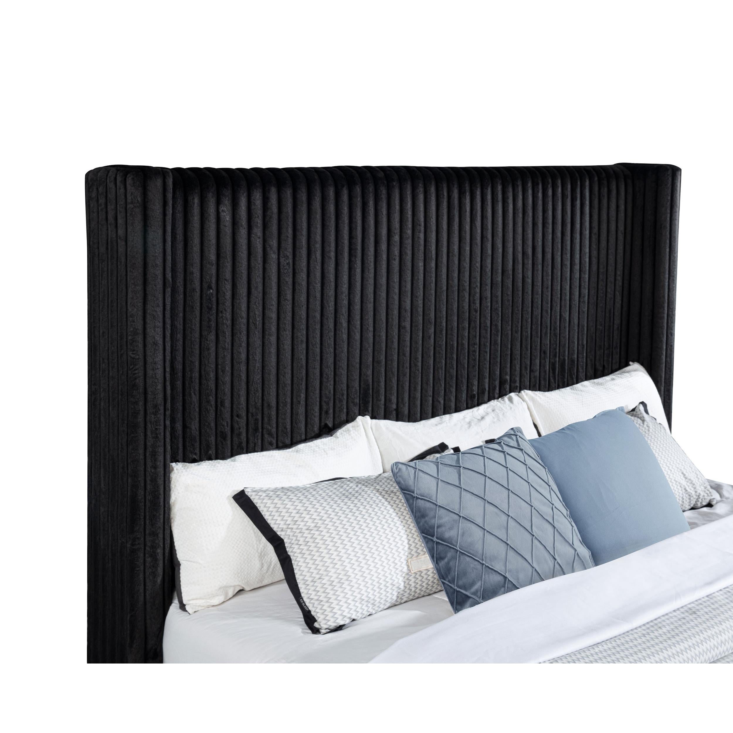  Coaster Furniture Centergrove 315945KE Upholstered Eastern King Wingback TV Bed - Black IMAGE 2