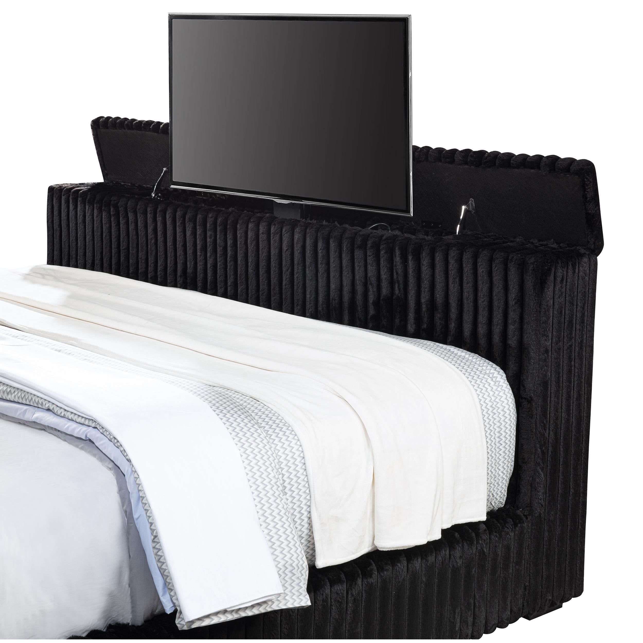  Coaster Furniture Centergrove 315945KE Upholstered Eastern King Wingback TV Bed - Black IMAGE 7