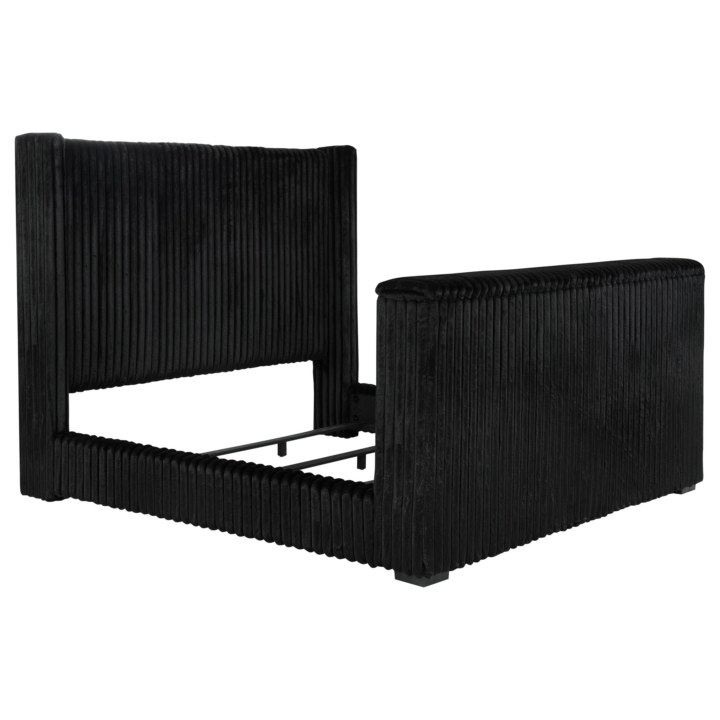  Coaster Furniture Centergrove 315945KW Upholstered California King Wingback TV Bed - Black IMAGE 1
