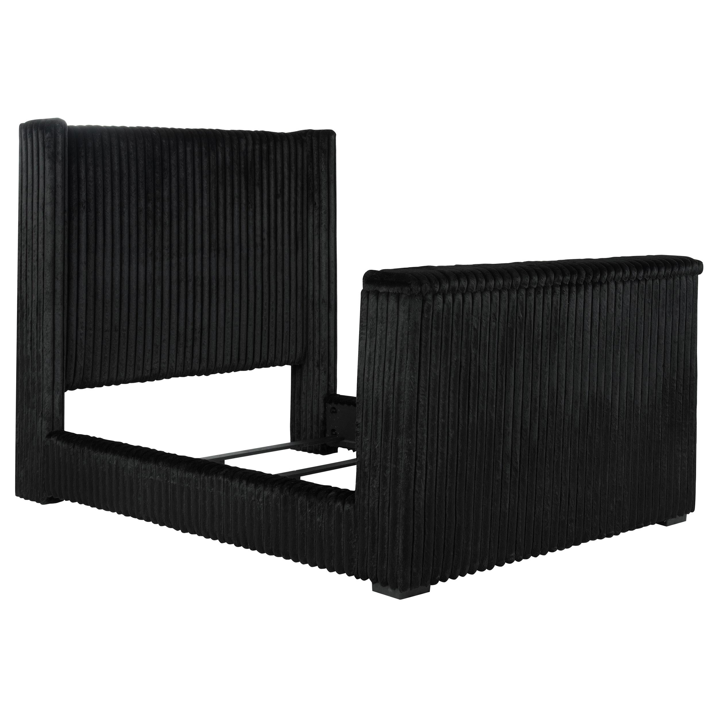  Coaster Furniture Centergrove 315945Q Upholstered Queen Wingback TV Bed - Black IMAGE 1