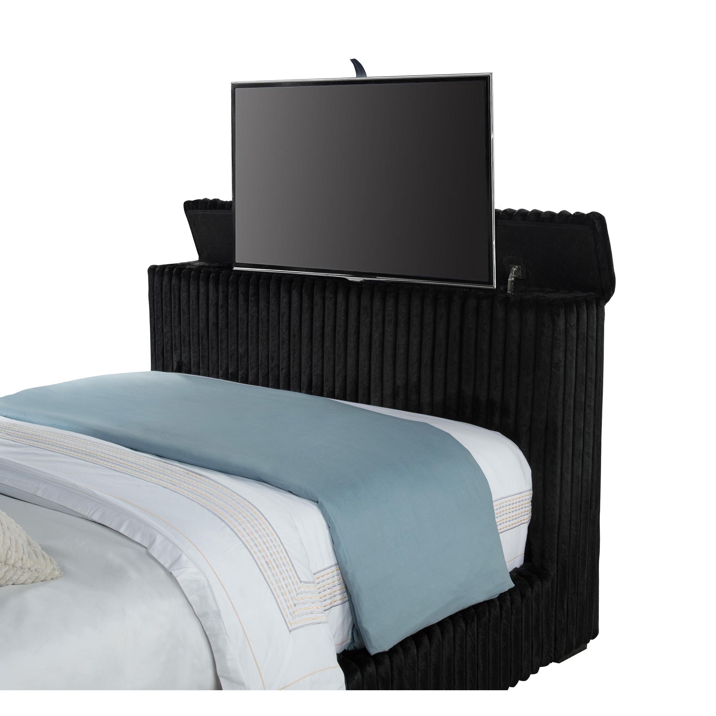  Coaster Furniture Centergrove 315945Q Upholstered Queen Wingback TV Bed - Black IMAGE 7