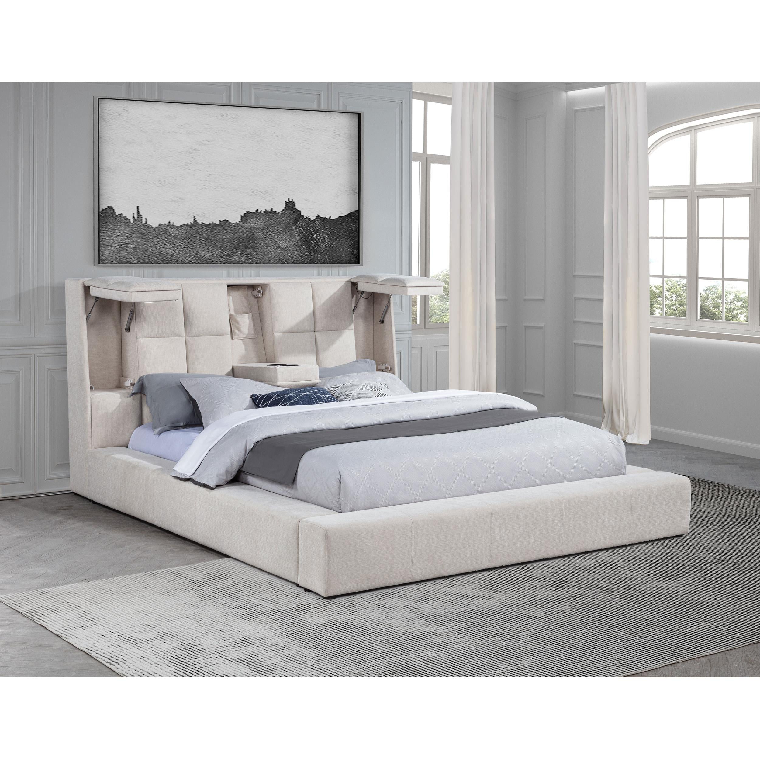  Coaster Furniture Dreux 315948CRMKE Upholstered Eastern King Panel Platform Bed - Cream IMAGE 9