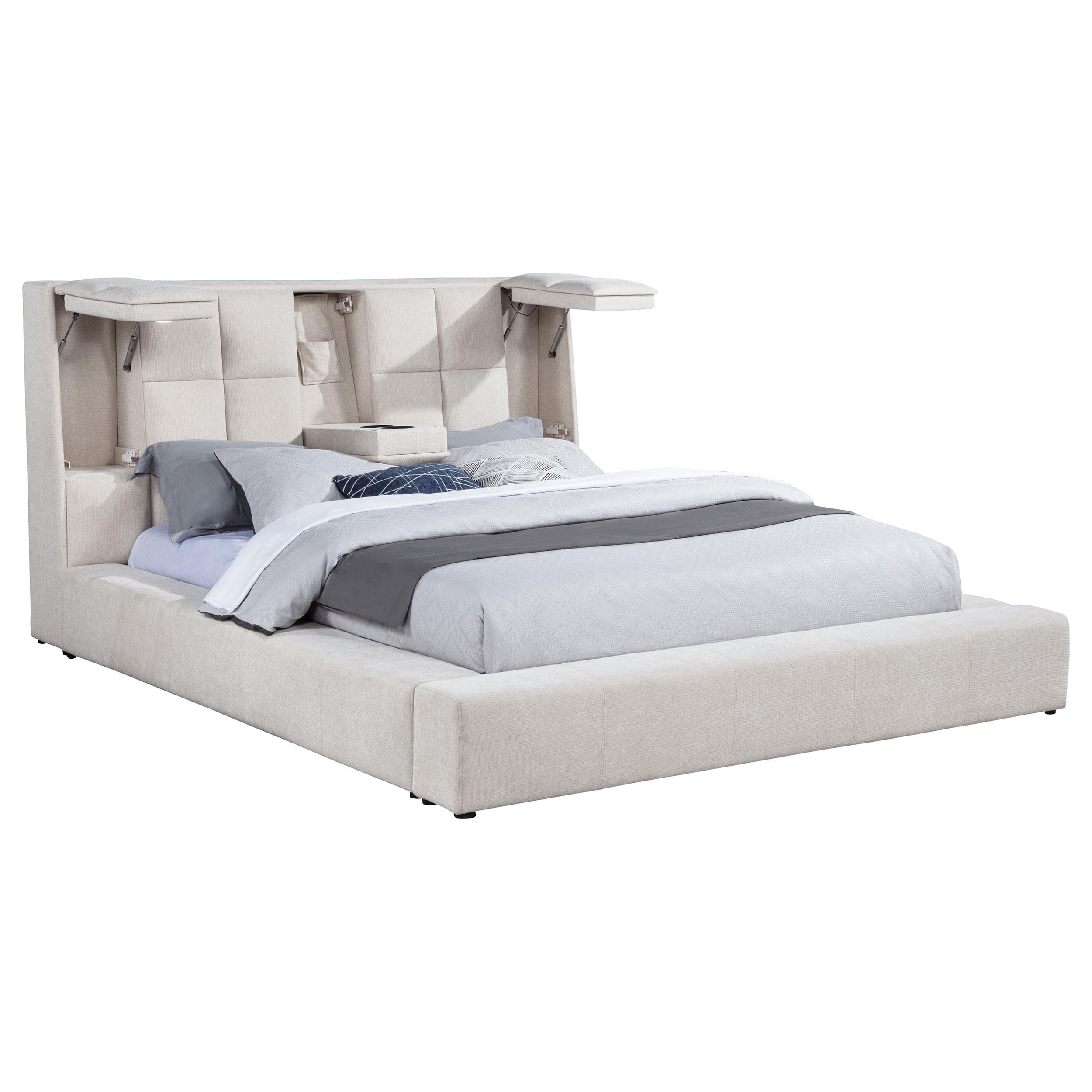  Coaster Furniture Dreux 315948CRMQ Upholstered Queen Panel Platform Bed - Cream IMAGE 1