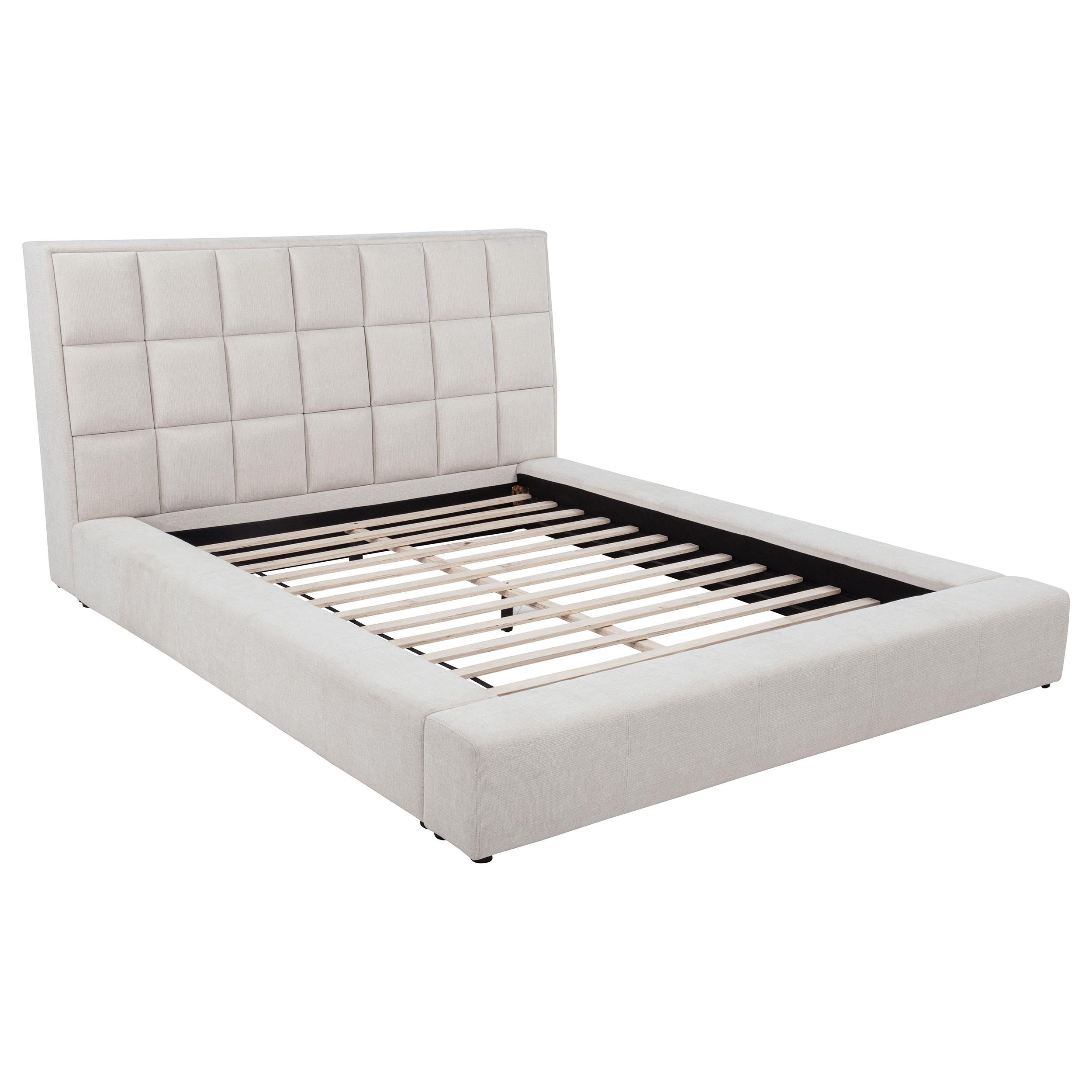  Coaster Furniture Dreux 315948CRMQ Upholstered Queen Panel Platform Bed - Cream IMAGE 2