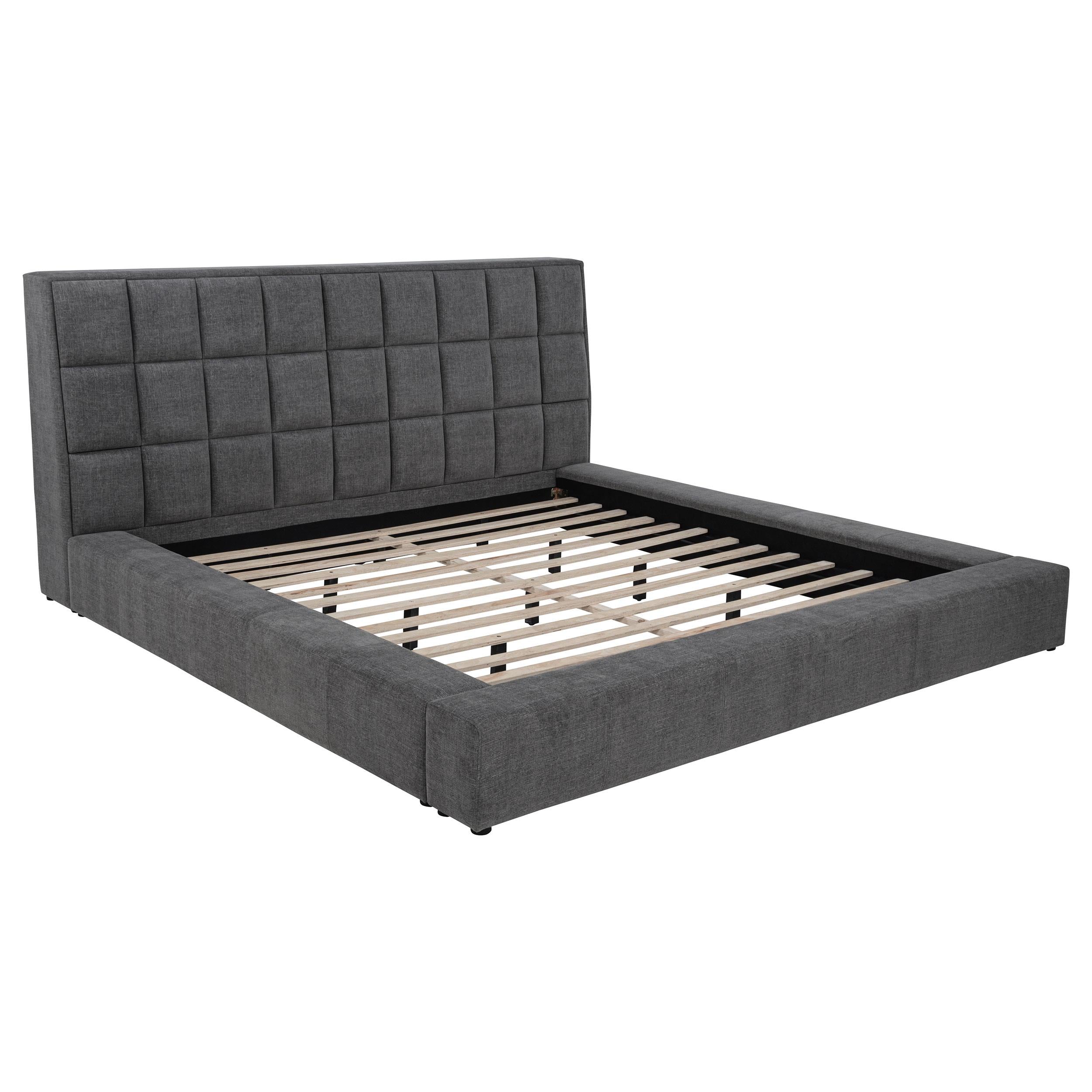  Coaster Furniture Dreux 315948GRYKE Upholstered Eastern King Panel Platform Bed - Grey IMAGE 2