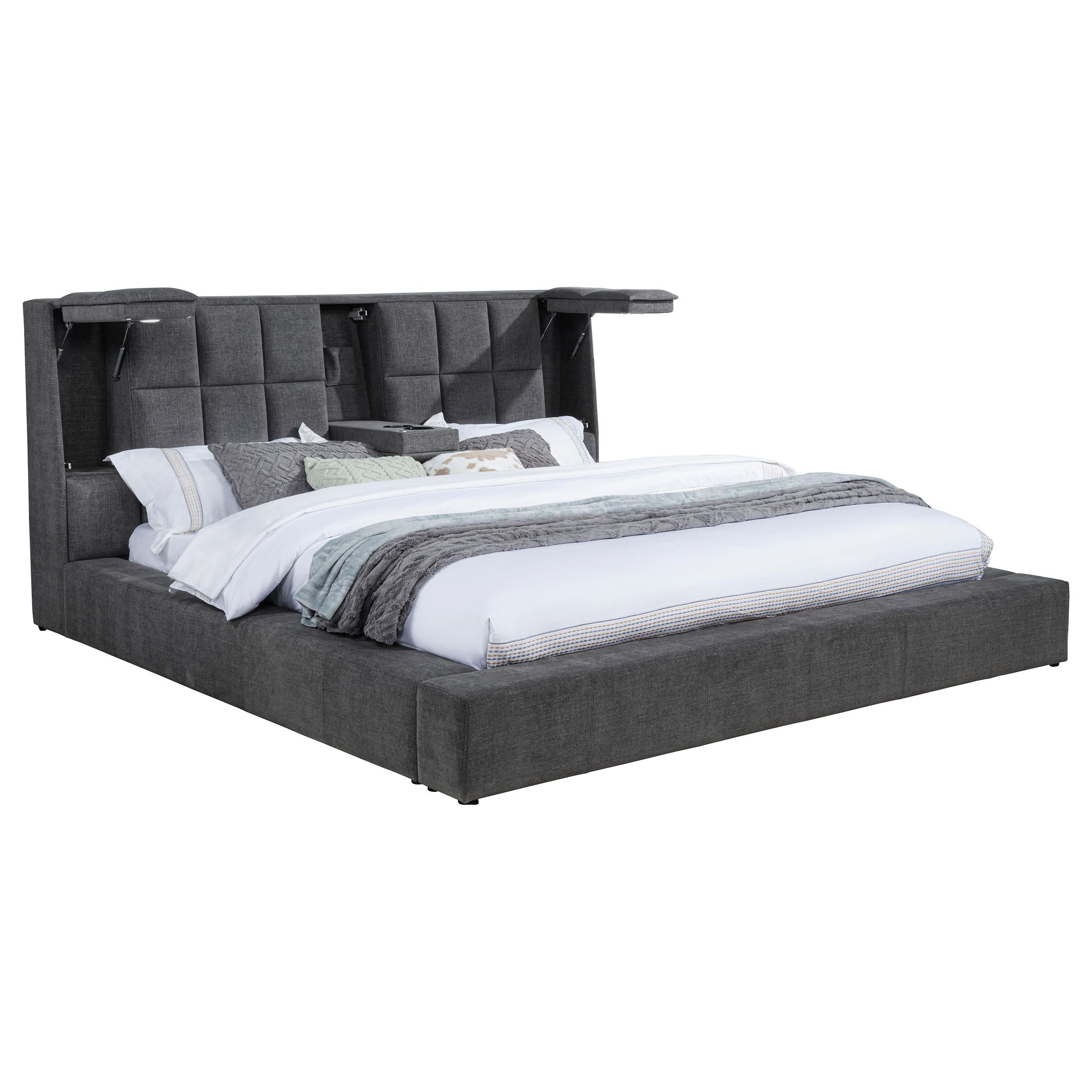  Coaster Furniture Dreux 315948GRYQ Upholstered Queen Panel Platform Bed - Grey IMAGE 1