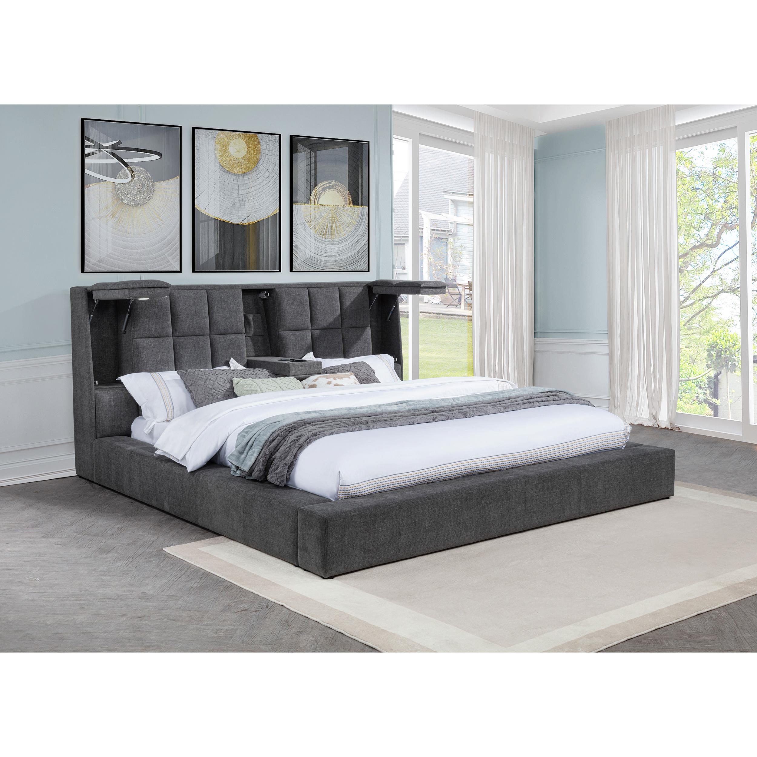  Coaster Furniture Dreux 315948GRYQ Upholstered Queen Panel Platform Bed - Grey IMAGE 7