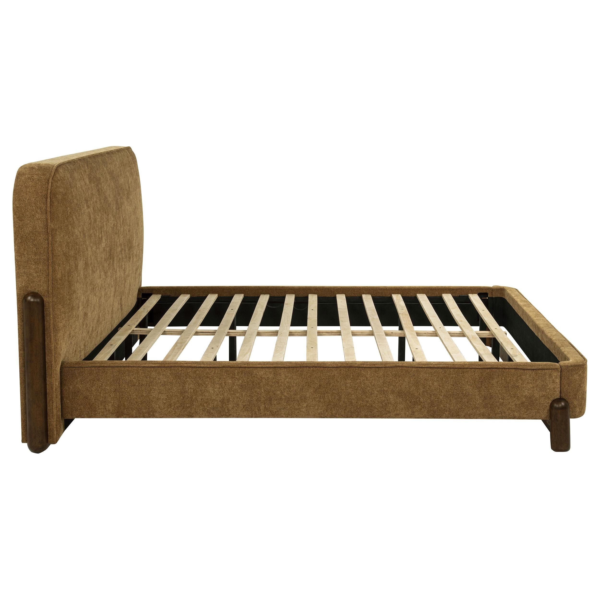  Coaster Furniture Baldacci 315954KE Upholstered Eastern King Platform Bed - Curry/Walnut IMAGE 7