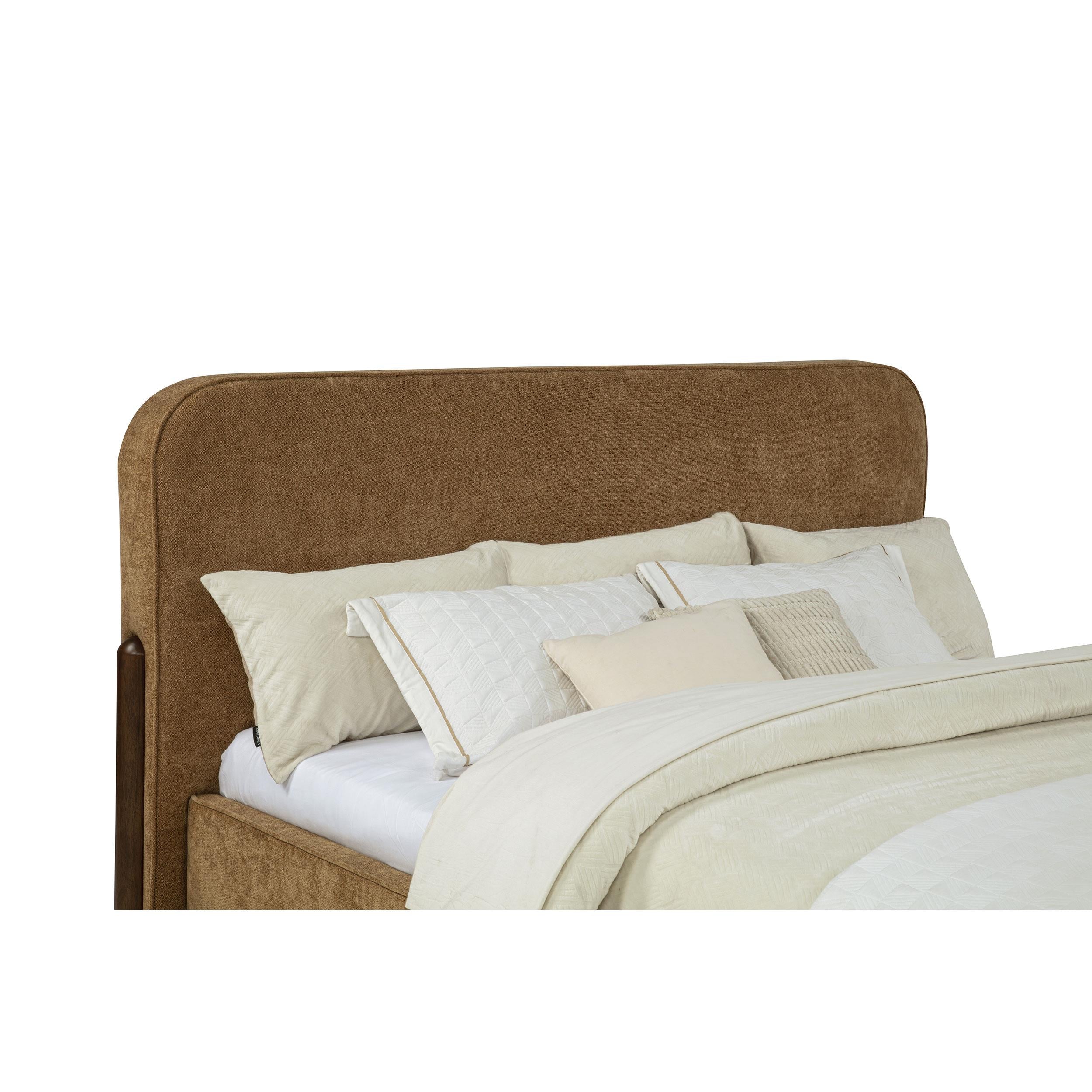  Coaster Furniture Baldacci 315954KW Upholstered California King Platform Bed - Curry/Walnut IMAGE 2