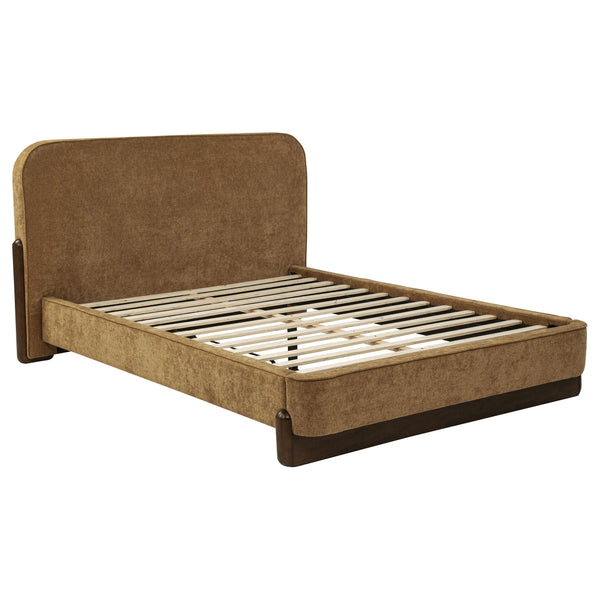 Coaster Furniture Baldacci 315954Q Upholstered Queen Platform Bed - Curry/Walnut