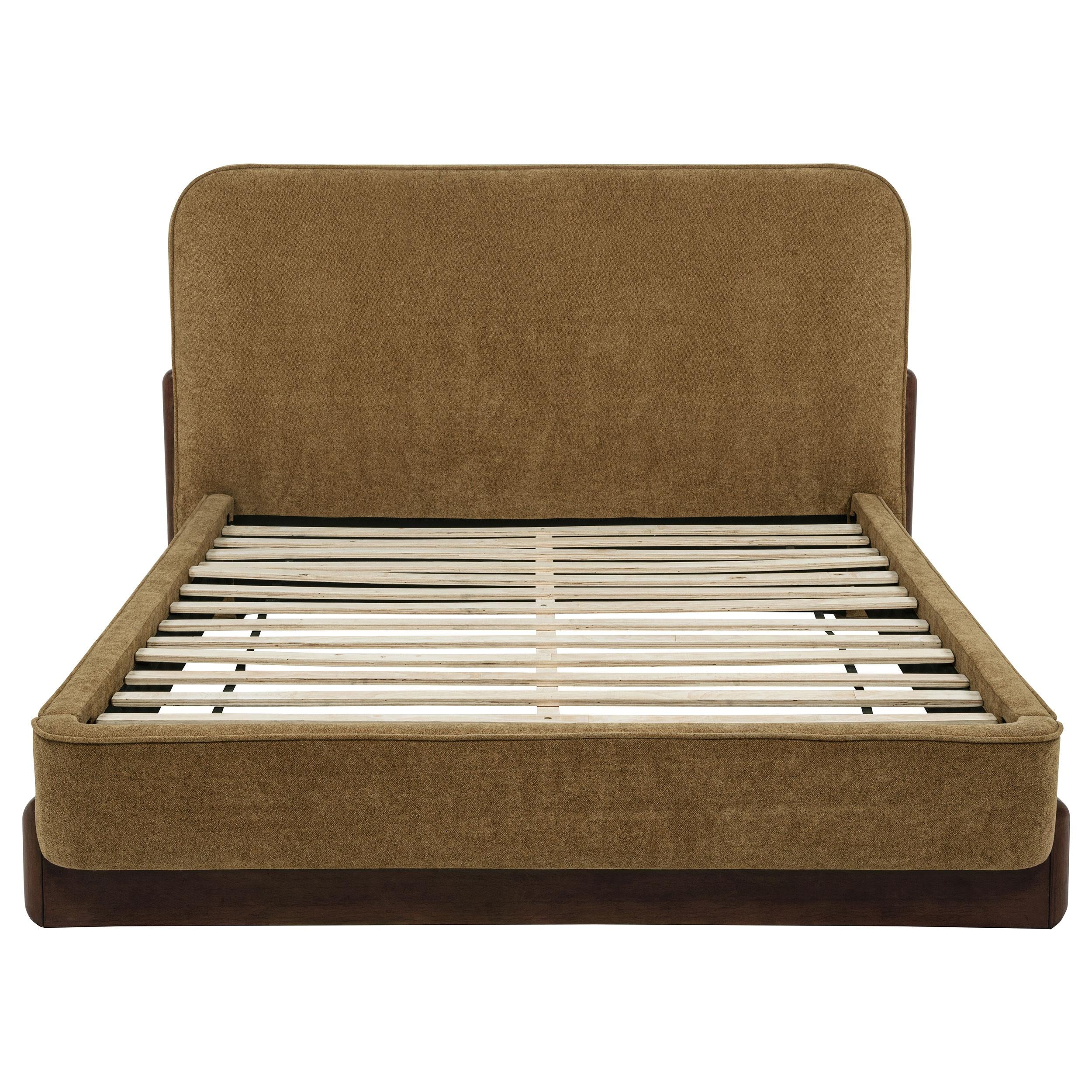  Coaster Furniture Baldacci 315954Q Upholstered Queen Platform Bed - Curry/Walnut IMAGE 2