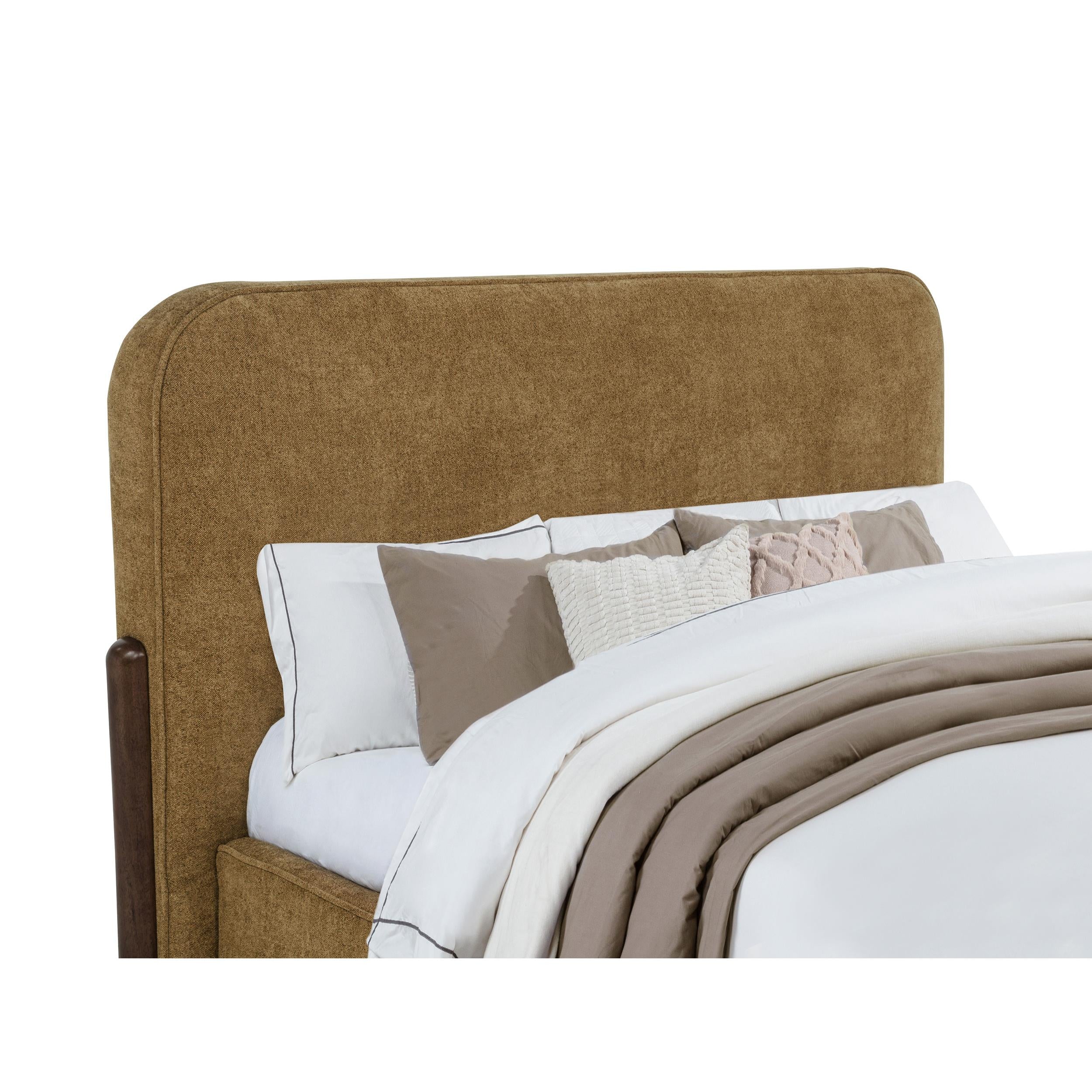  Coaster Furniture Baldacci 315954Q Upholstered Queen Platform Bed - Curry/Walnut IMAGE 3