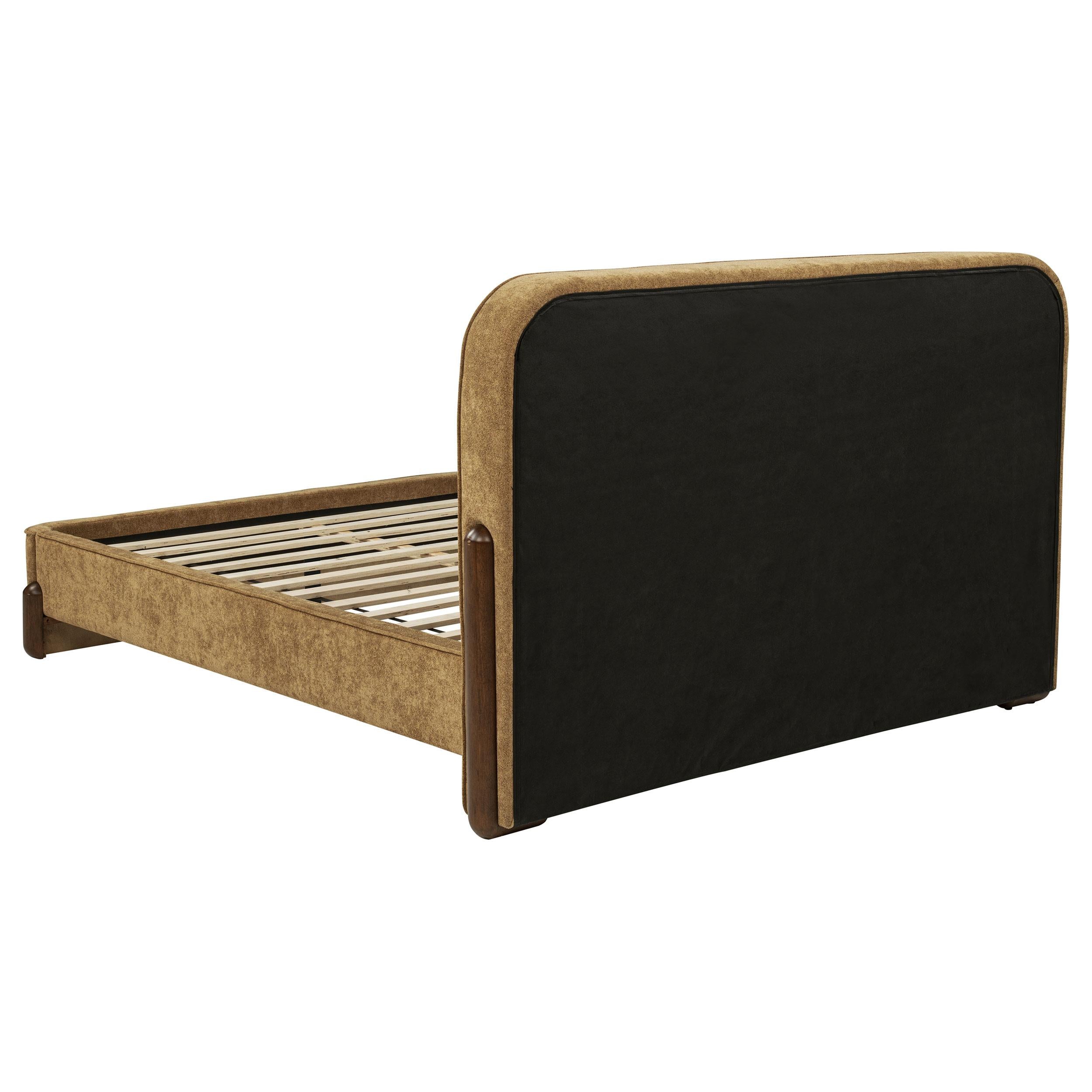  Coaster Furniture Baldacci 315954Q Upholstered Queen Platform Bed - Curry/Walnut IMAGE 5