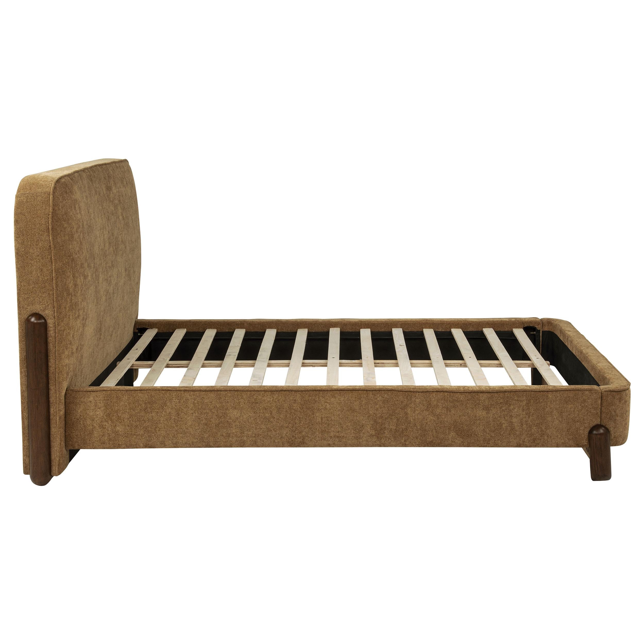  Coaster Furniture Baldacci 315954Q Upholstered Queen Platform Bed - Curry/Walnut IMAGE 6