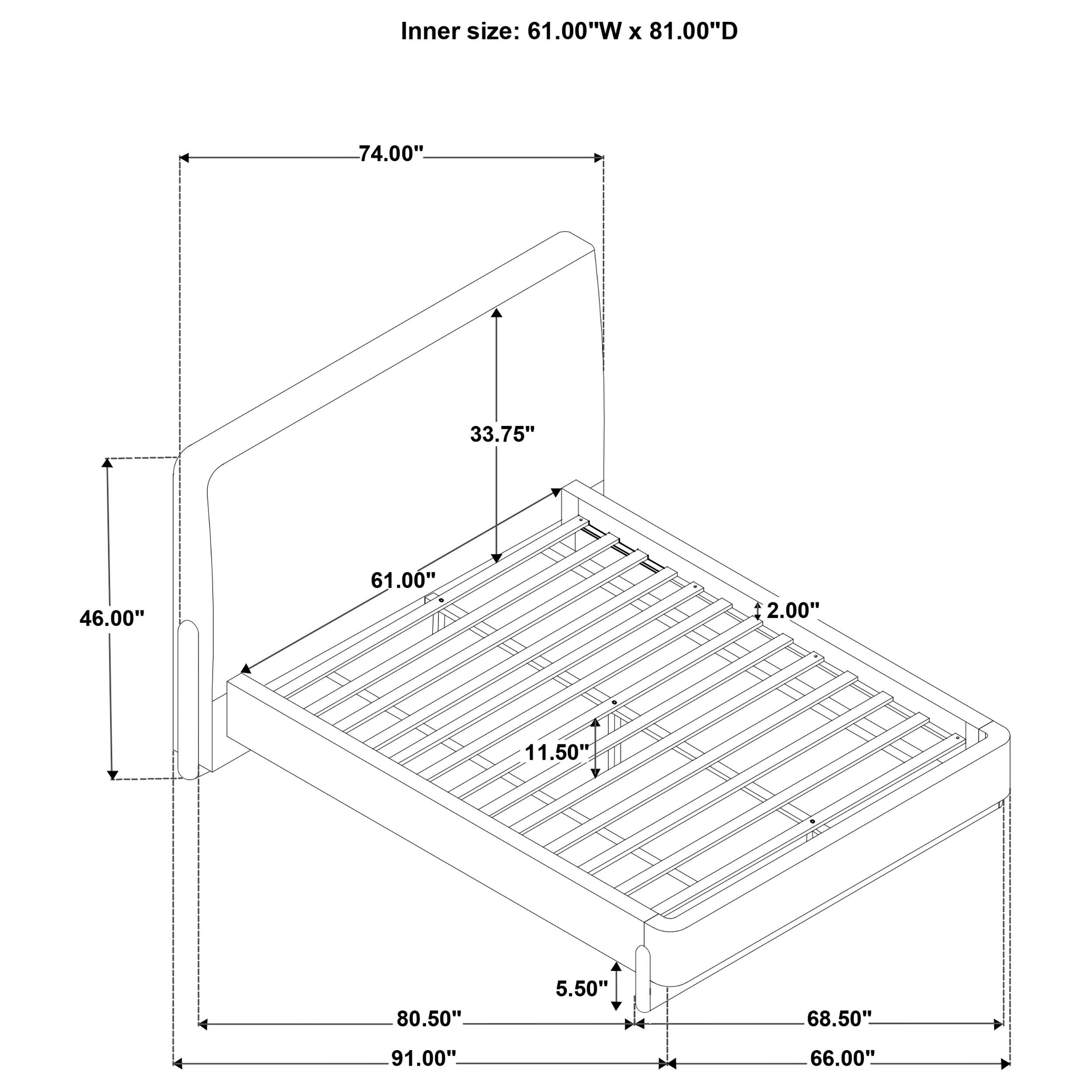  Coaster Furniture Baldacci 315954Q Upholstered Queen Platform Bed - Curry/Walnut IMAGE 9