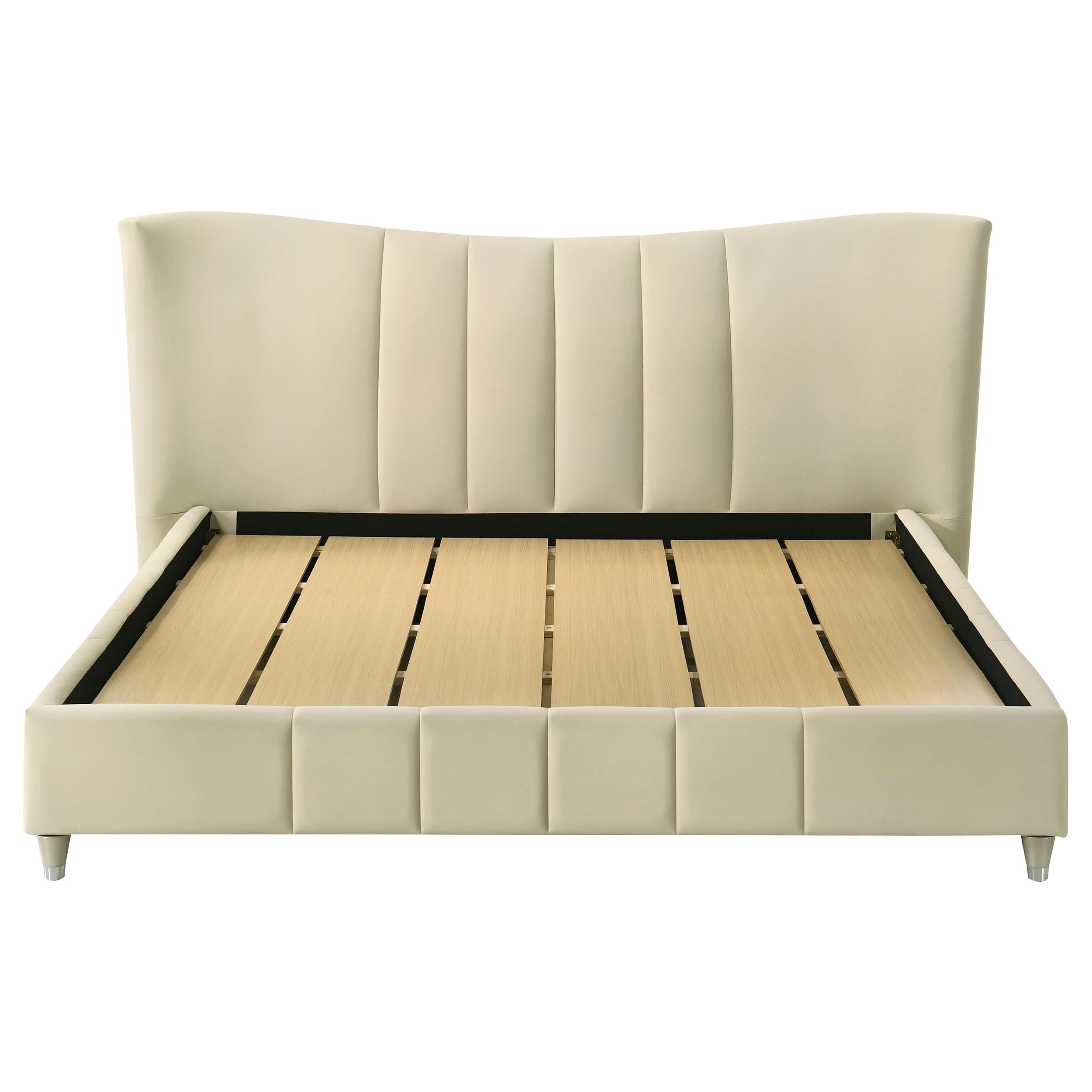  Coaster Furniture Evelyn 315956KE Upholstered Eastern King Panel Platform Bed - Ivory IMAGE 6