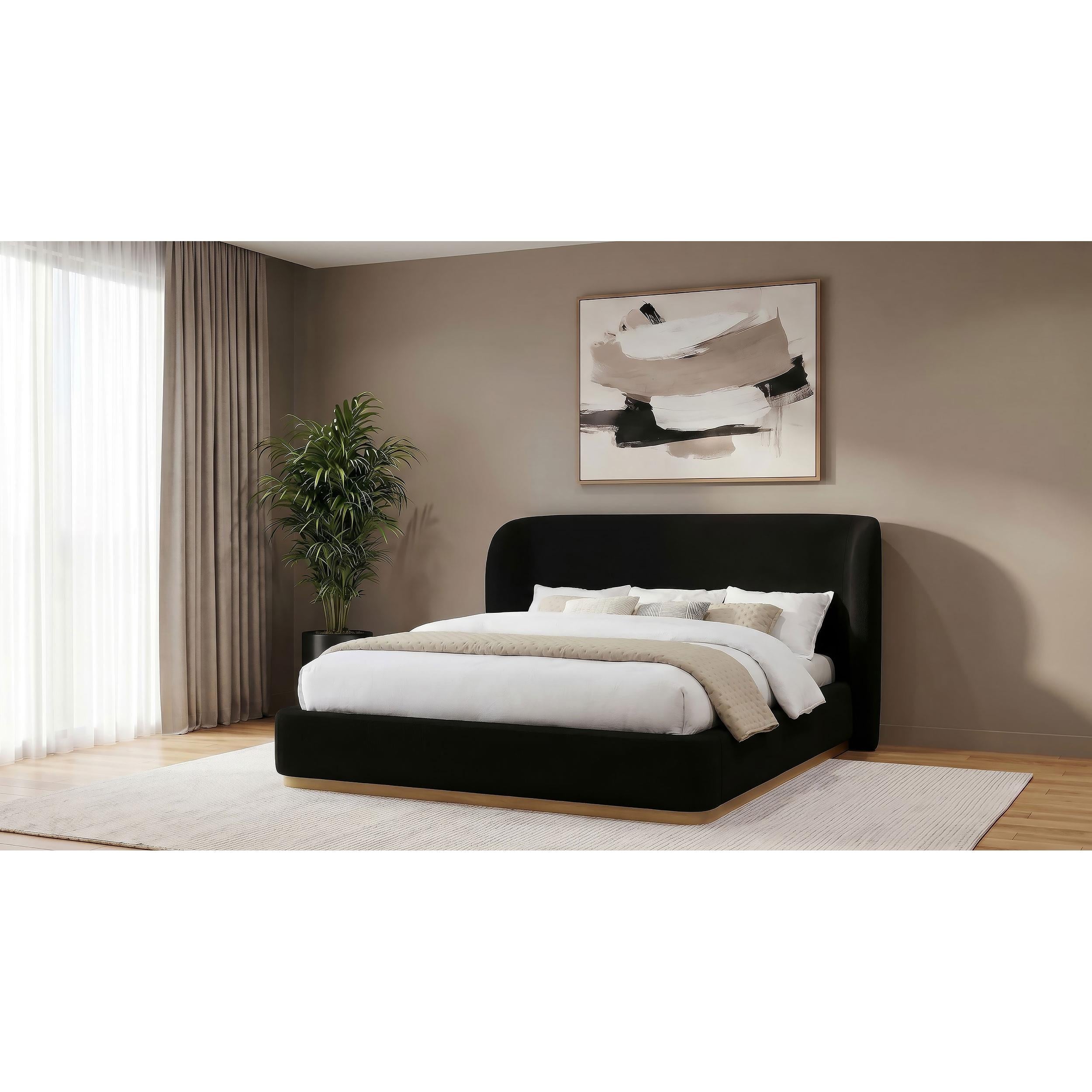  Coaster Furniture Blaire 315967BLKKE Upholstered Eastern King Wingback Platform Bed - Black IMAGE 4