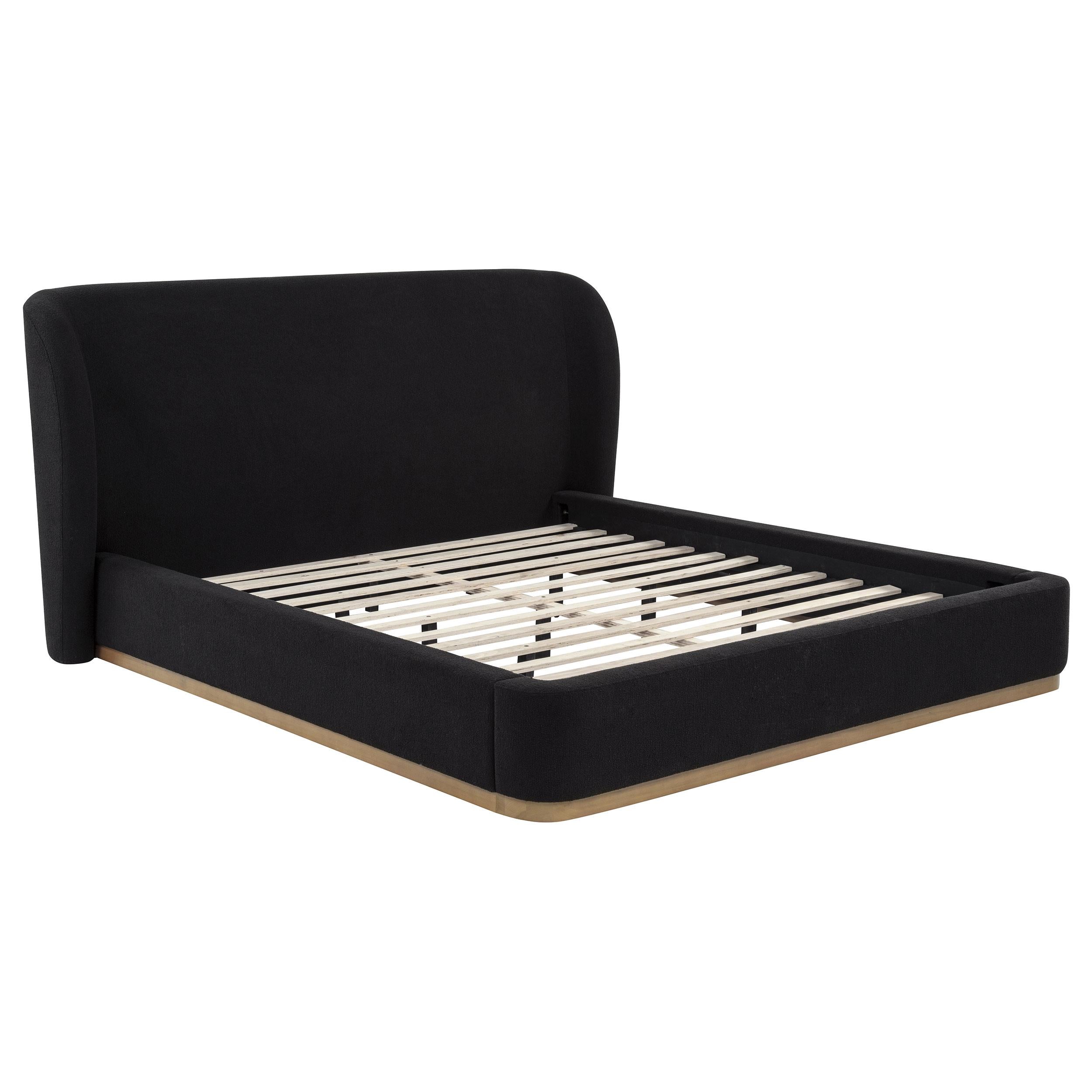  Coaster Furniture Blaire 315967BLKKW Upholstered California King Wingback Platform Bed - Black IMAGE 1
