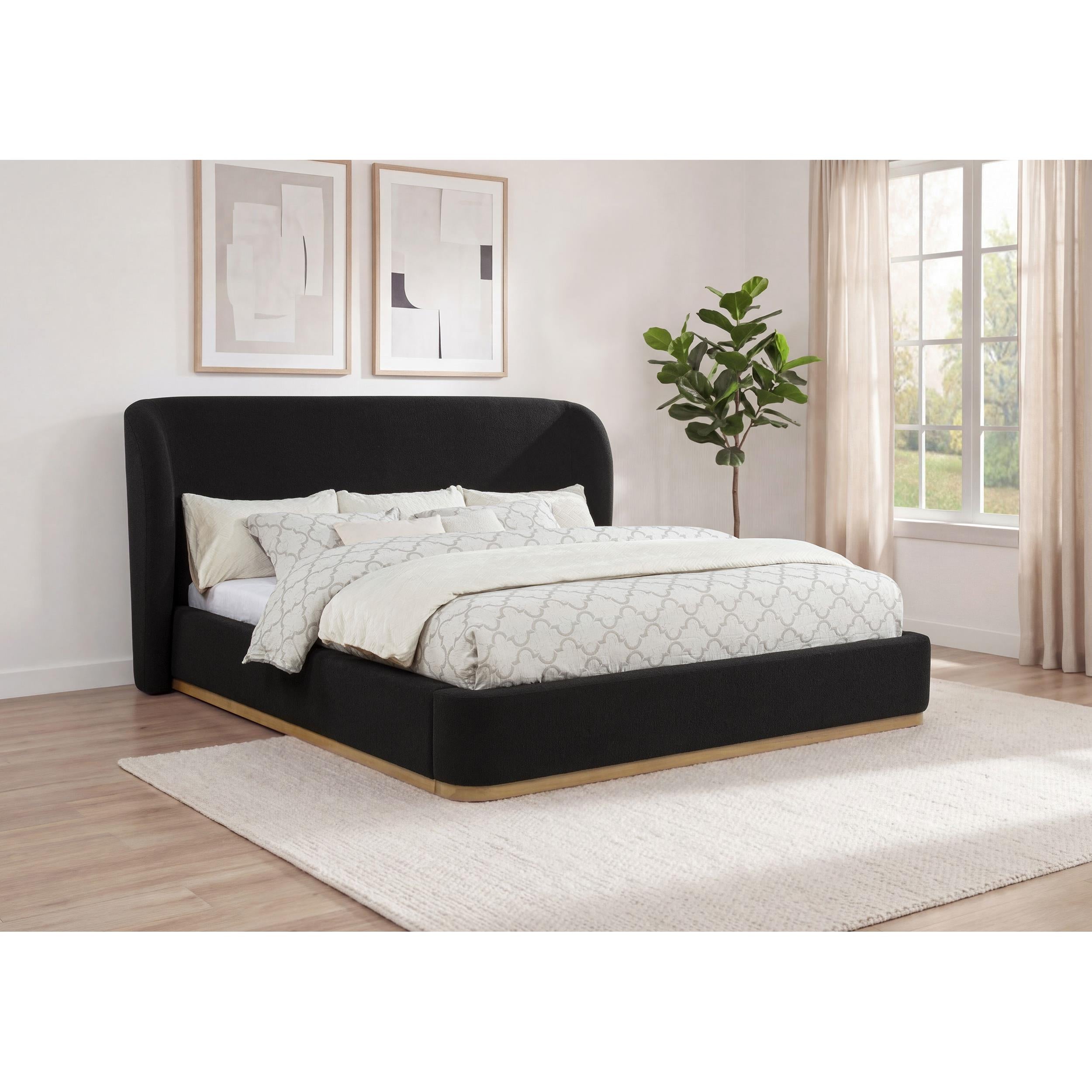  Coaster Furniture Blaire 315967BLKKW Upholstered California King Wingback Platform Bed - Black IMAGE 4
