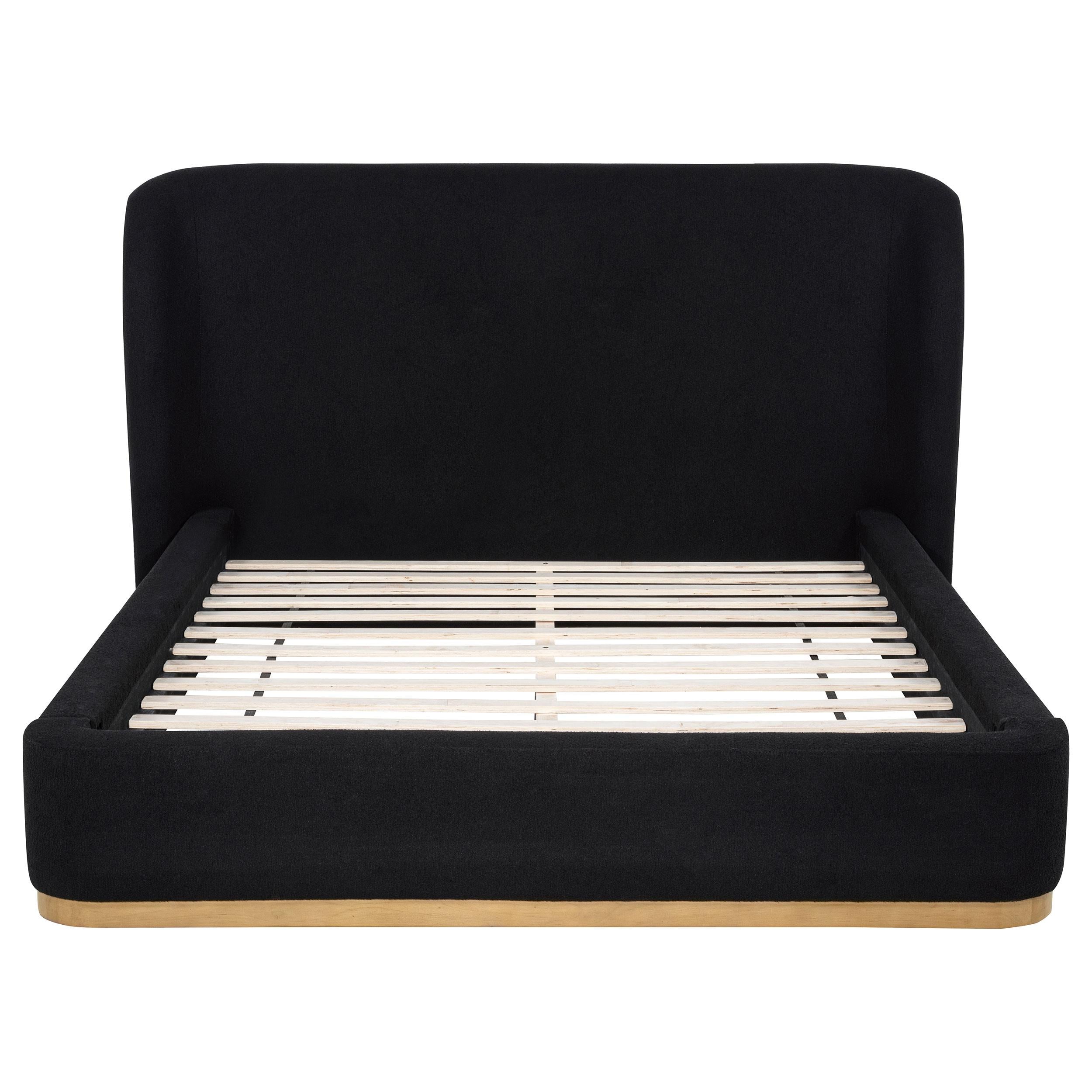  Coaster Furniture Blaire 315967BLKQ Upholstered Queen Wingback Platform Bed - Black IMAGE 1