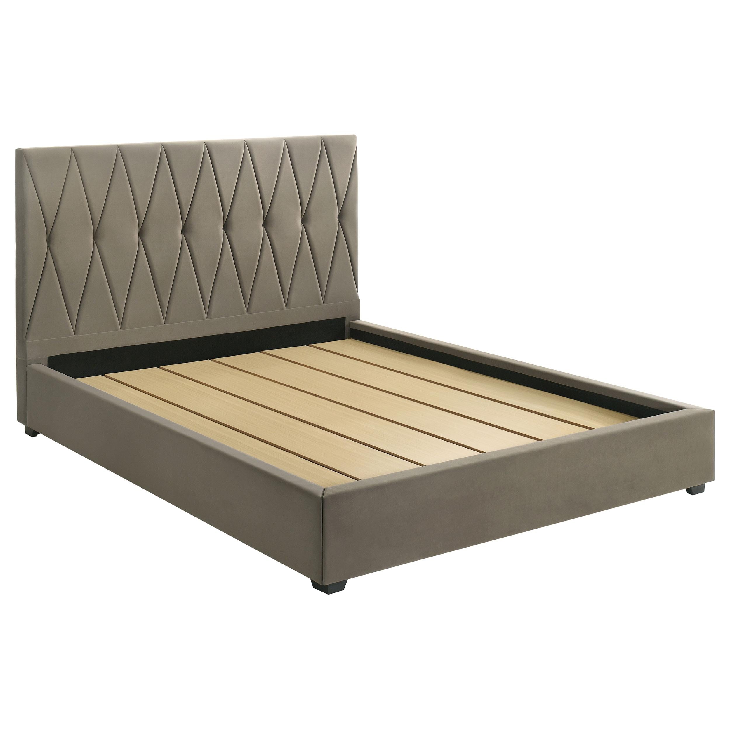  Coaster Furniture Delsea 315975KE Upholstered Eastern King Platform Bed - Light Brown IMAGE 1