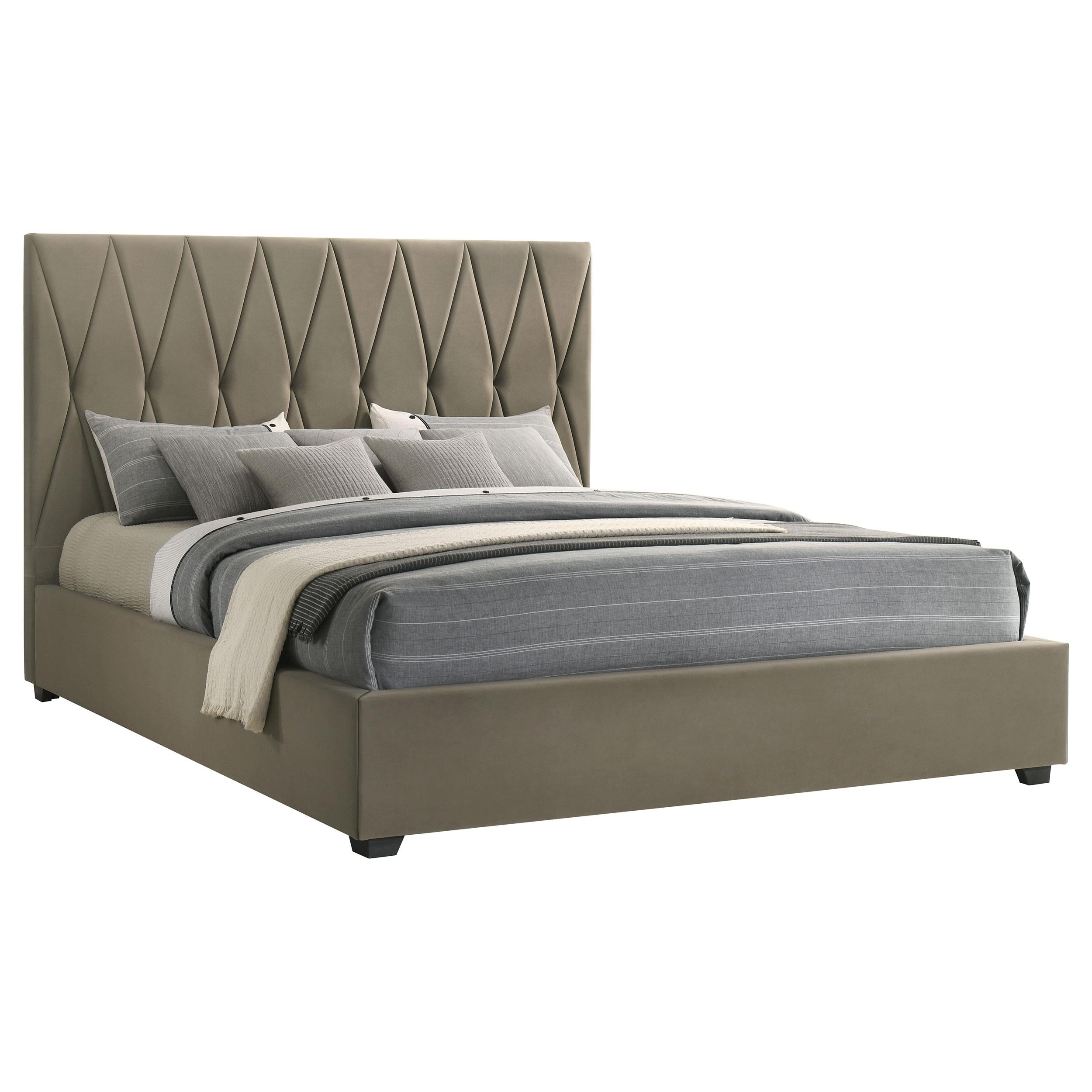  Coaster Furniture Delsea 315975KE Upholstered Eastern King Platform Bed - Light Brown IMAGE 3