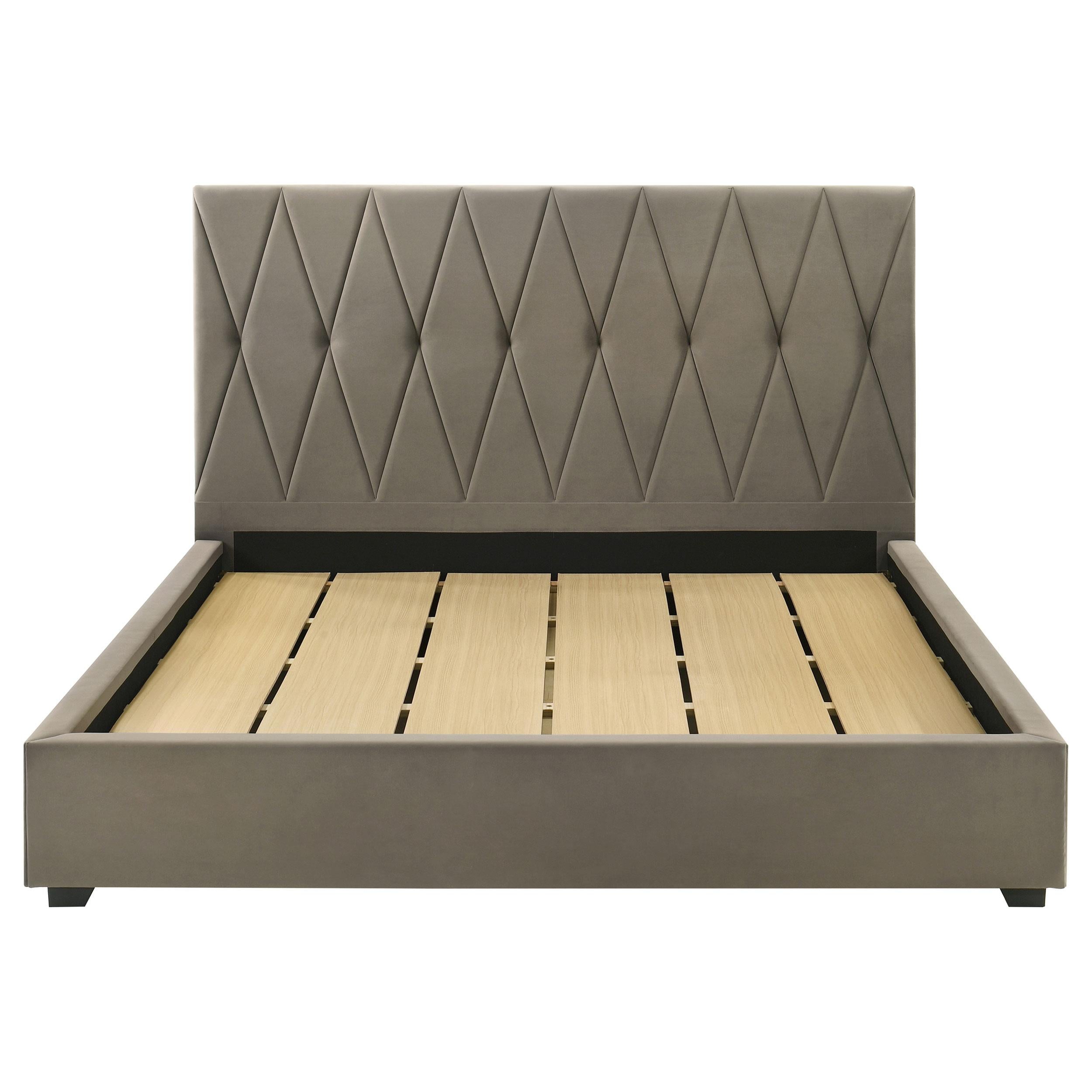  Coaster Furniture Delsea 315975KE Upholstered Eastern King Platform Bed - Light Brown IMAGE 4