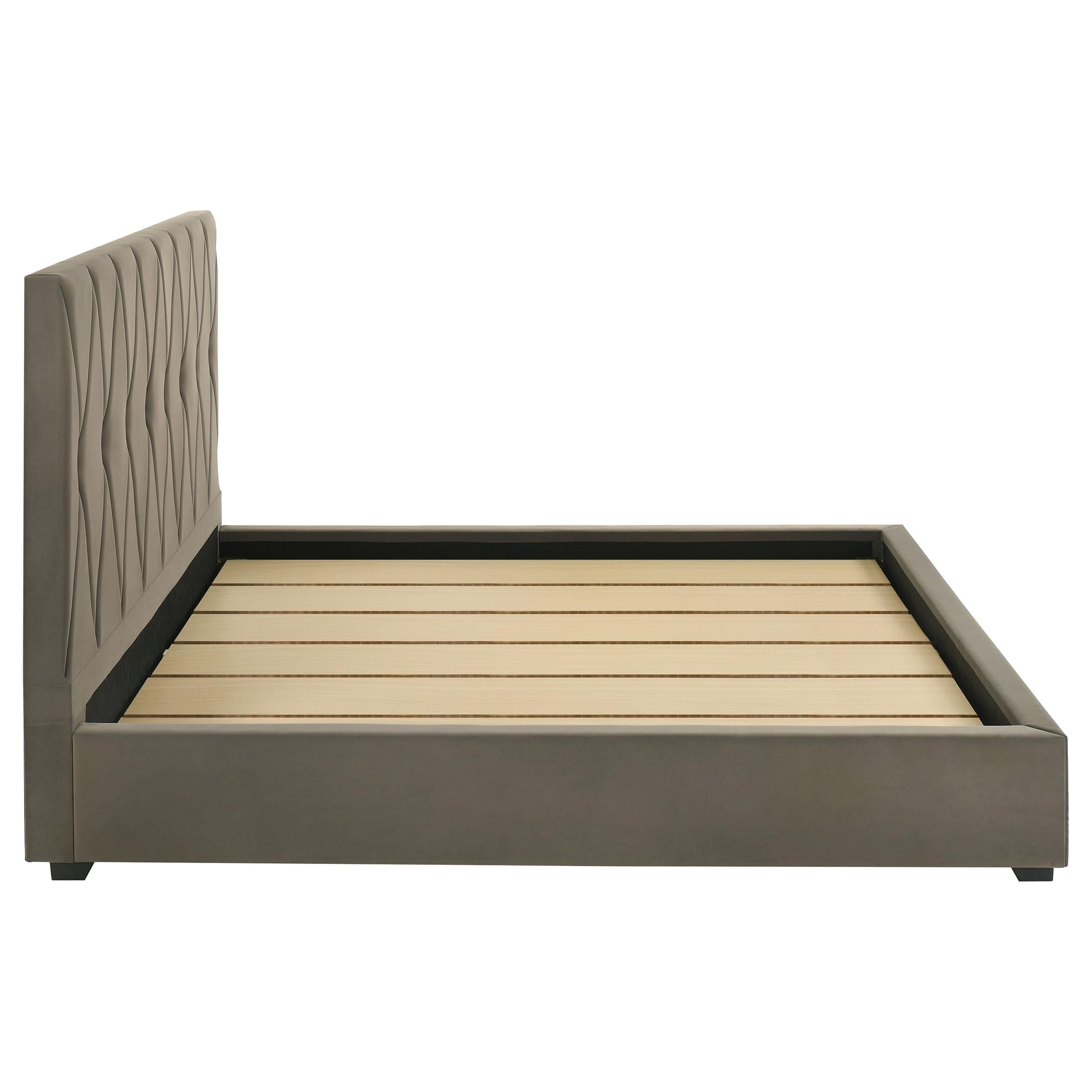  Coaster Furniture Delsea 315975KE Upholstered Eastern King Platform Bed - Light Brown IMAGE 6
