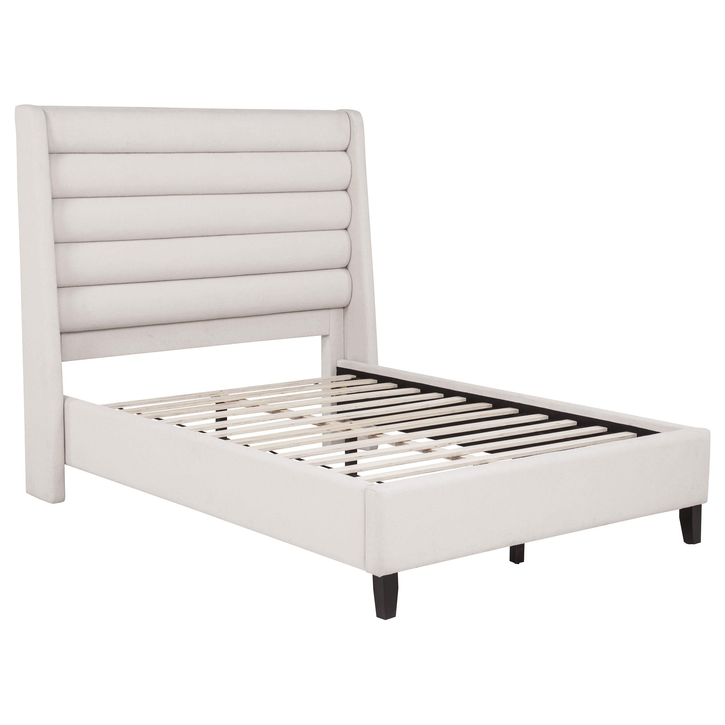  Coaster Furniture Leslie 315983F Upholstered Tufted Full Wingback Platform Bed - Beige IMAGE 1